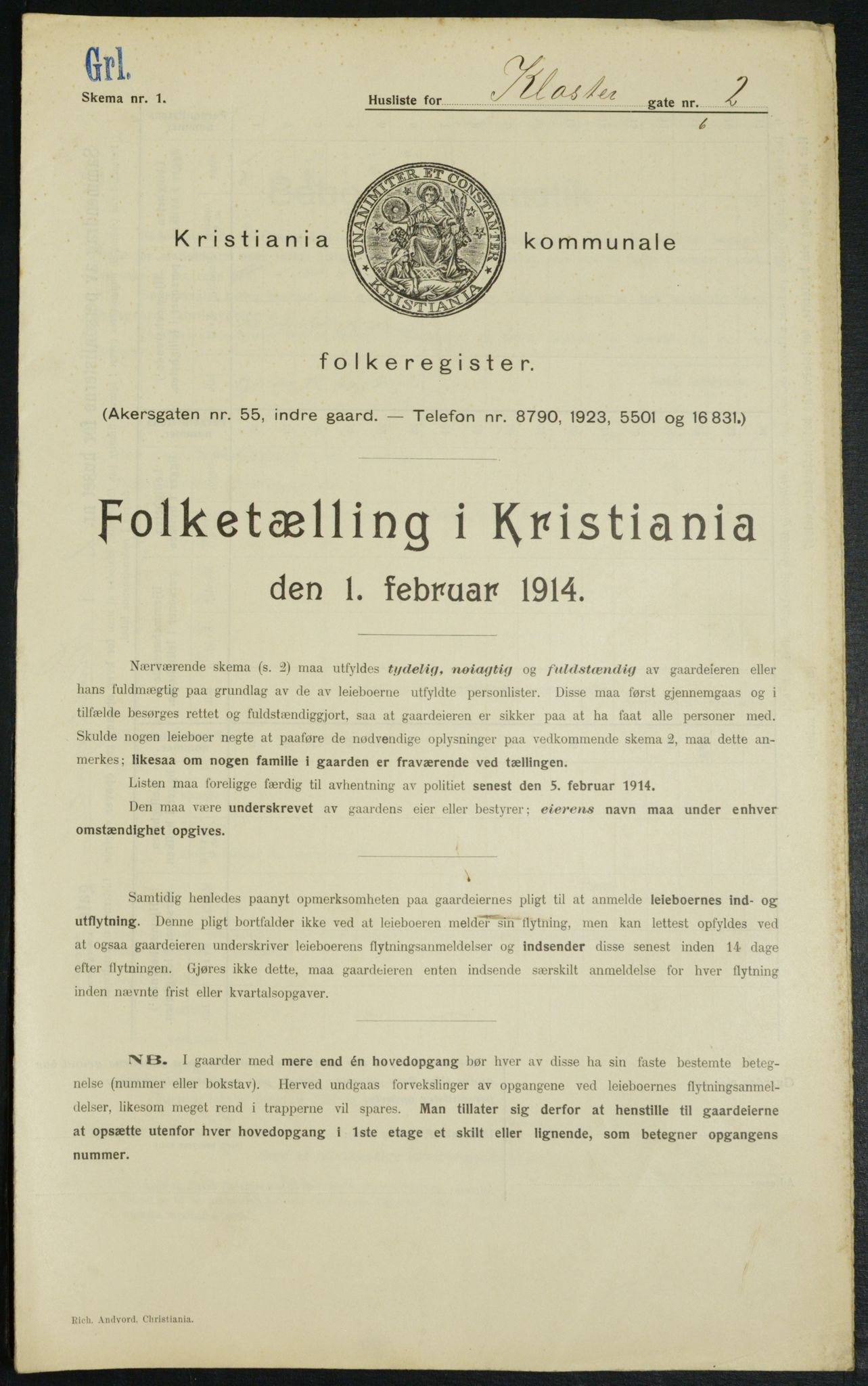 OBA, Municipal Census 1914 for Kristiania, 1914, p. 52017