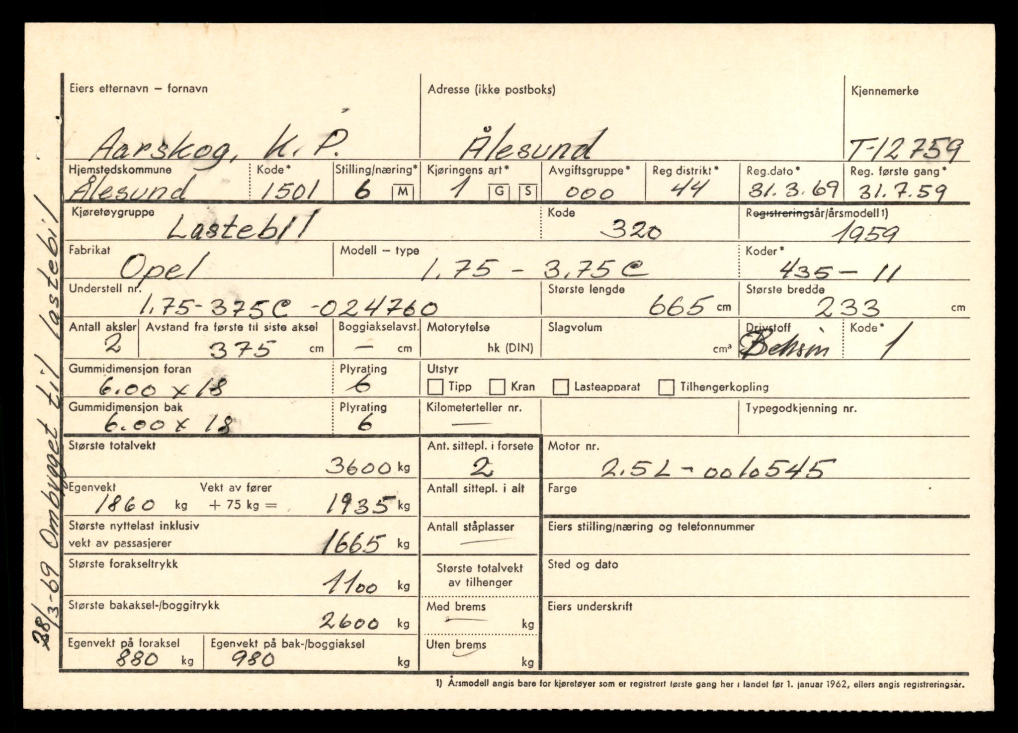 Møre og Romsdal vegkontor - Ålesund trafikkstasjon, AV/SAT-A-4099/F/Fe/L0035: Registreringskort for kjøretøy T 12653 - T 12829, 1927-1998, p. 2500