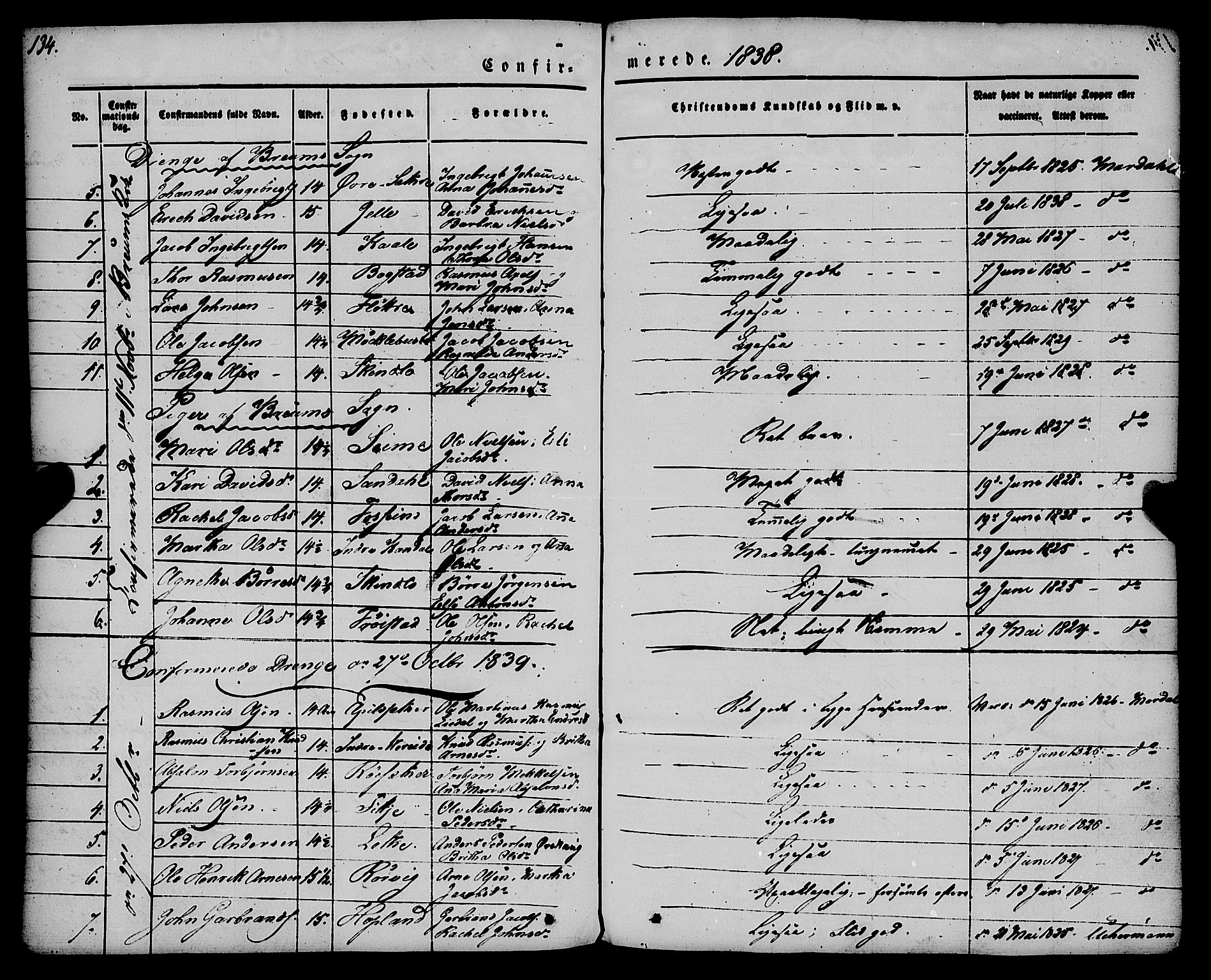 Gloppen sokneprestembete, SAB/A-80101/H/Haa/Haaa/L0008: Parish register (official) no. A 8, 1837-1855, p. 134