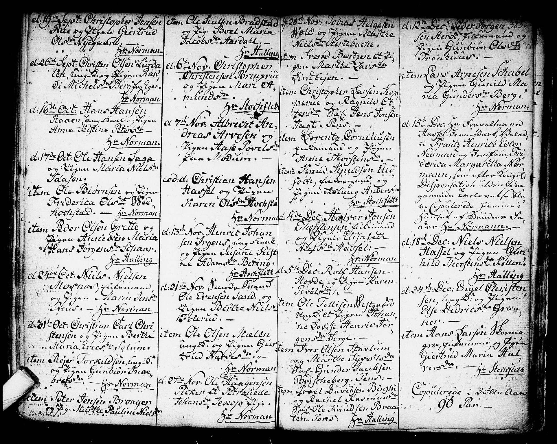 Kongsberg kirkebøker, SAKO/A-22/F/Fa/L0006: Parish register (official) no. I 6, 1783-1797, p. 385