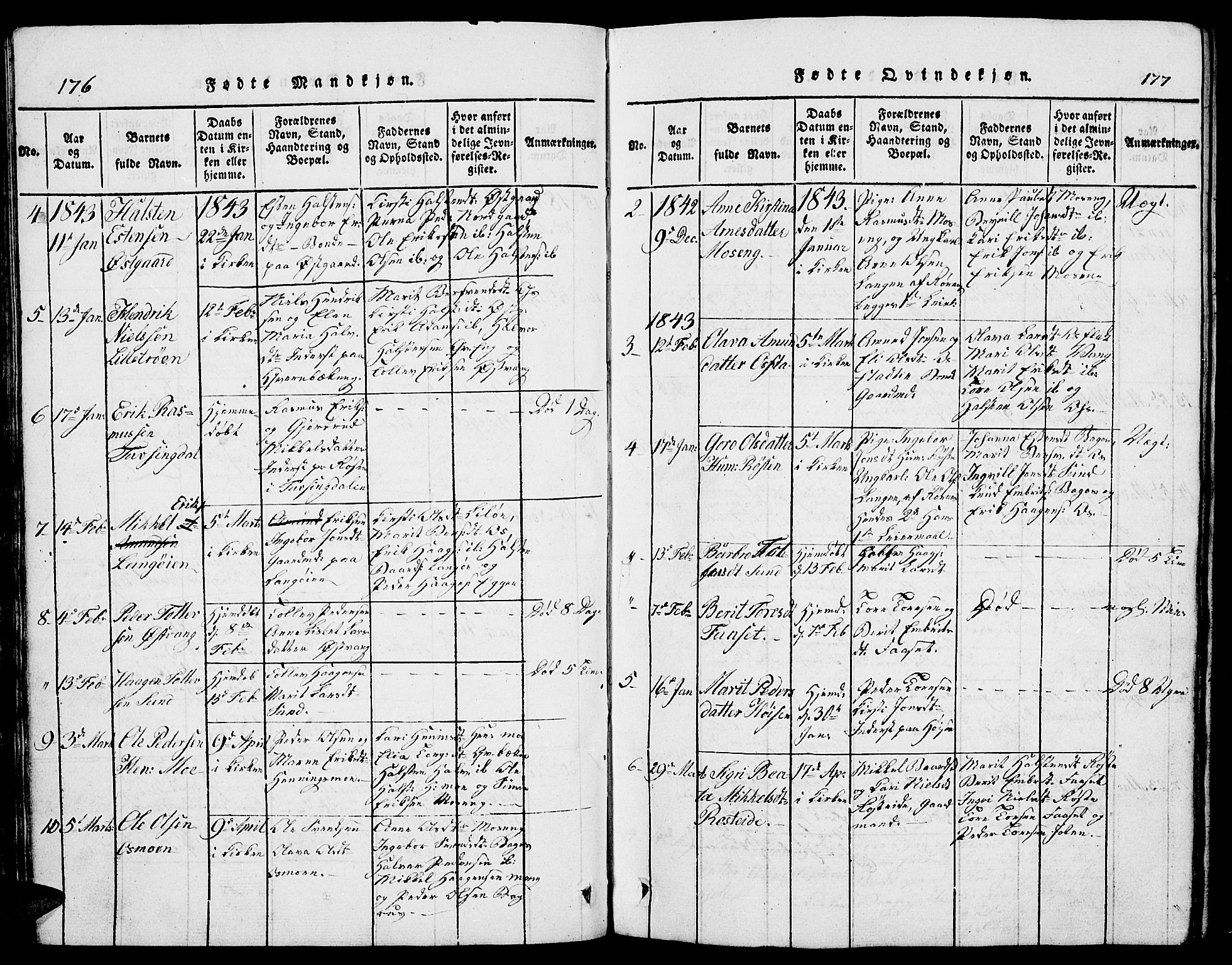 Tolga prestekontor, AV/SAH-PREST-062/L/L0002: Parish register (copy) no. 2, 1815-1844, p. 176-177