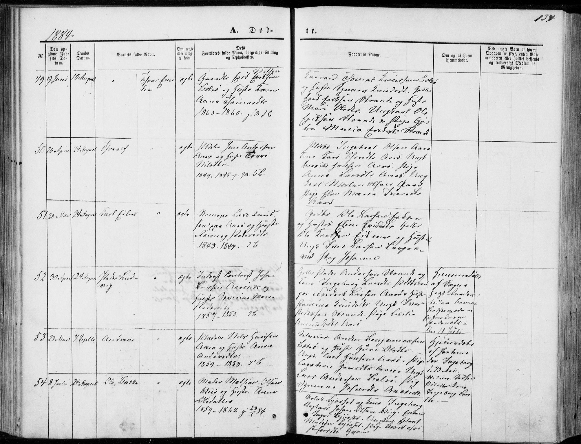 Ministerialprotokoller, klokkerbøker og fødselsregistre - Møre og Romsdal, SAT/A-1454/555/L0655: Parish register (official) no. 555A05, 1869-1886, p. 134