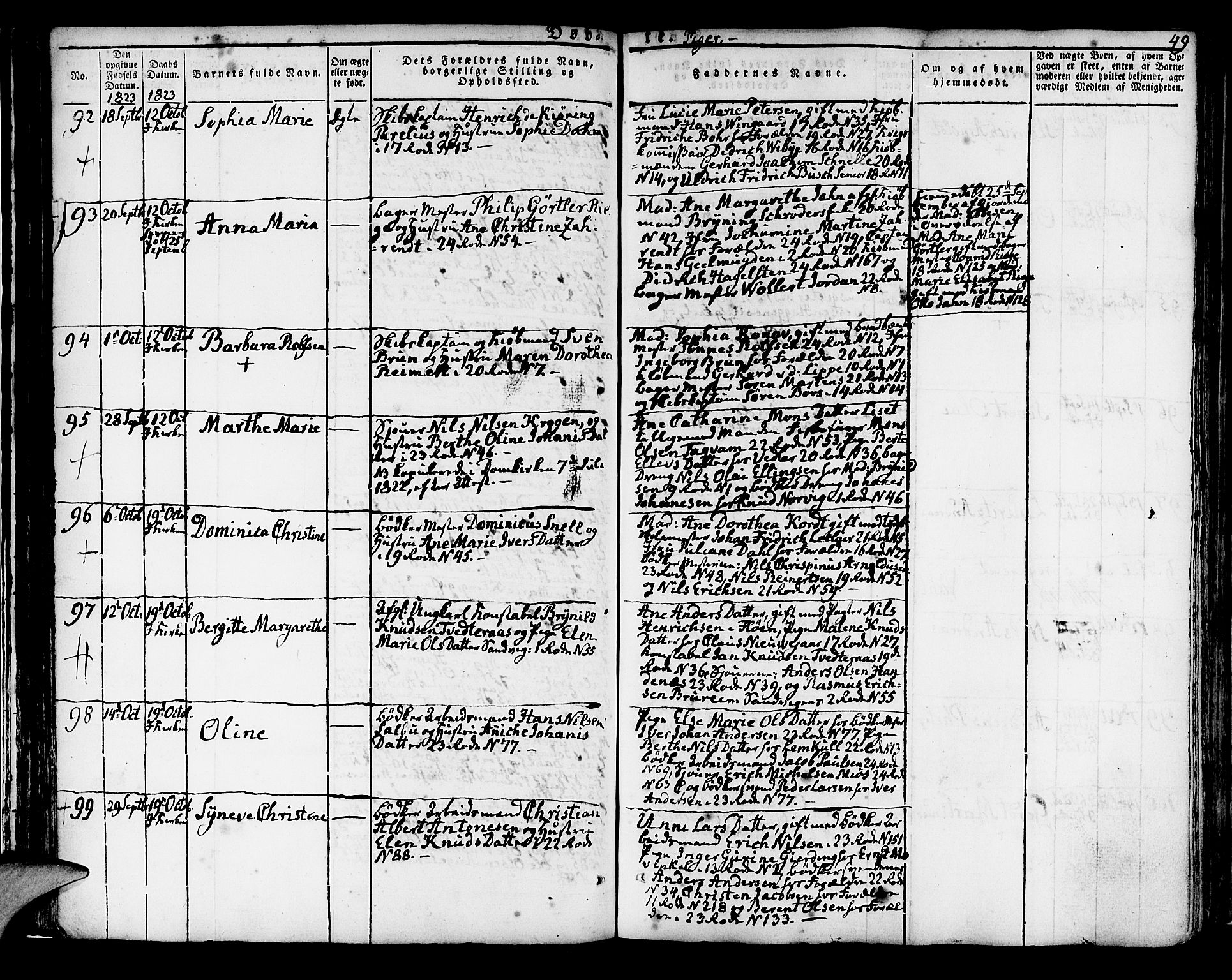 Korskirken sokneprestembete, AV/SAB-A-76101/H/Hab: Parish register (copy) no. A 3, 1821-1831, p. 49