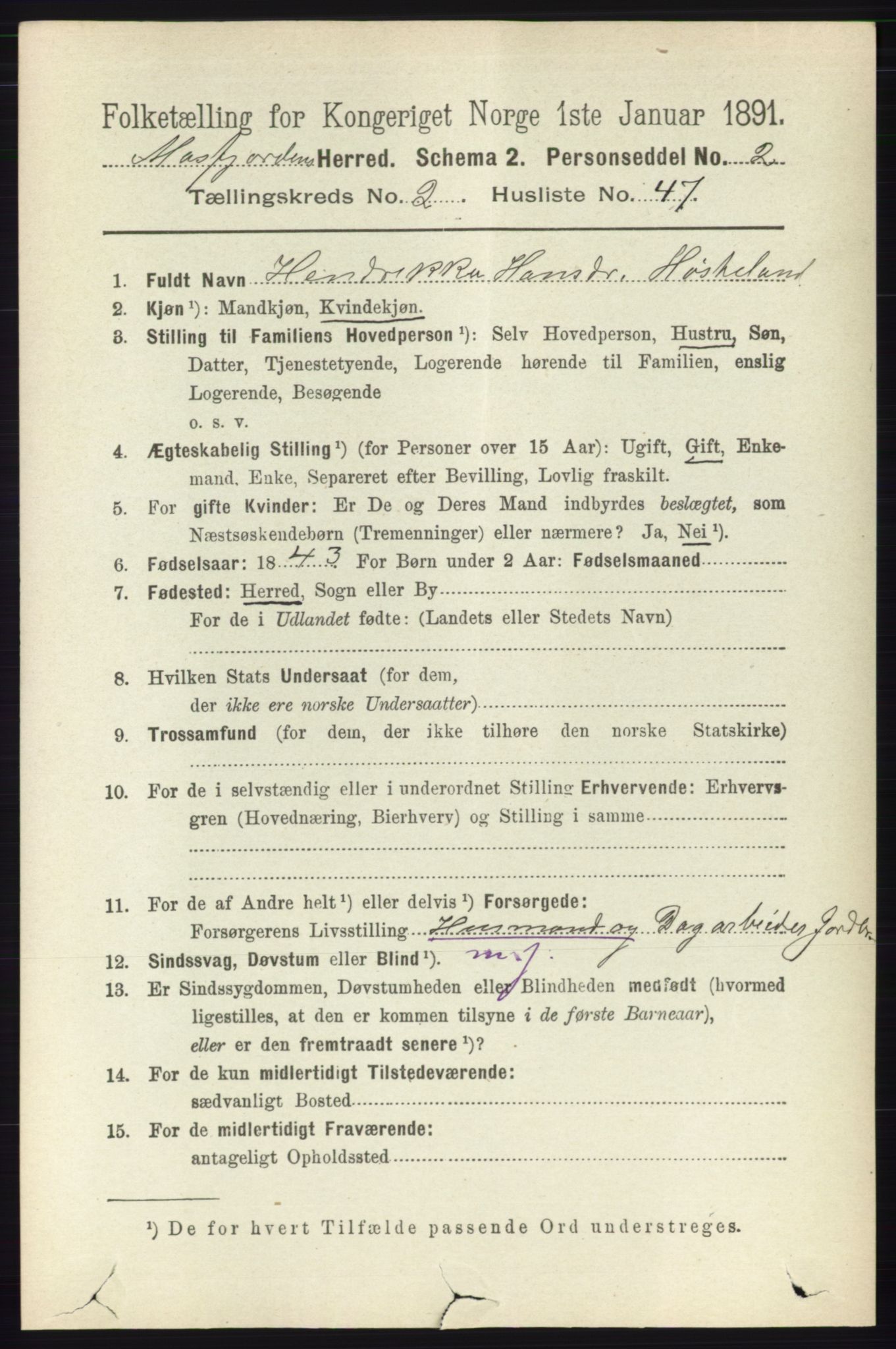 RA, 1891 census for 1266 Masfjorden, 1891, p. 490