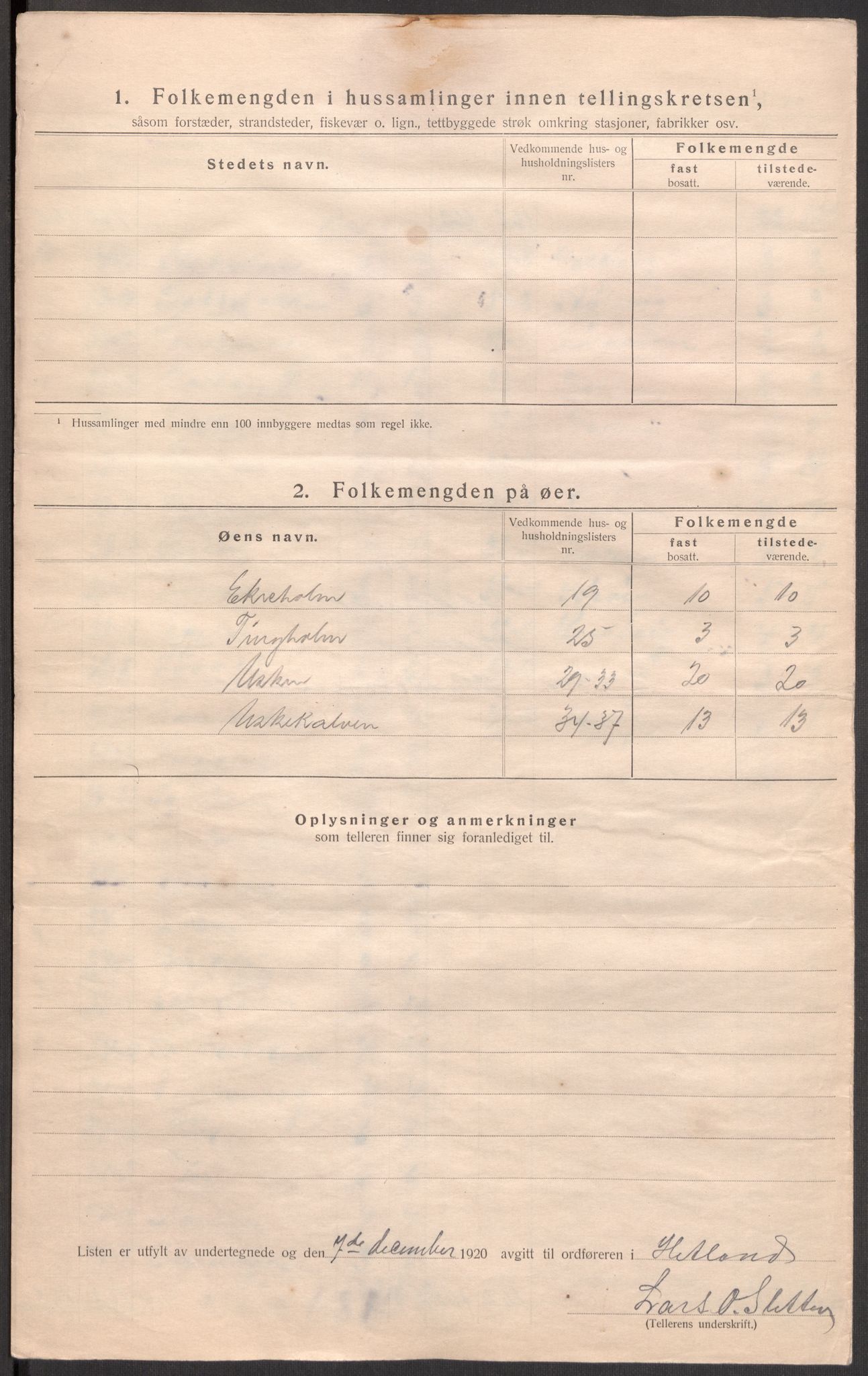 SAST, 1920 census for Hetland, 1920, p. 63