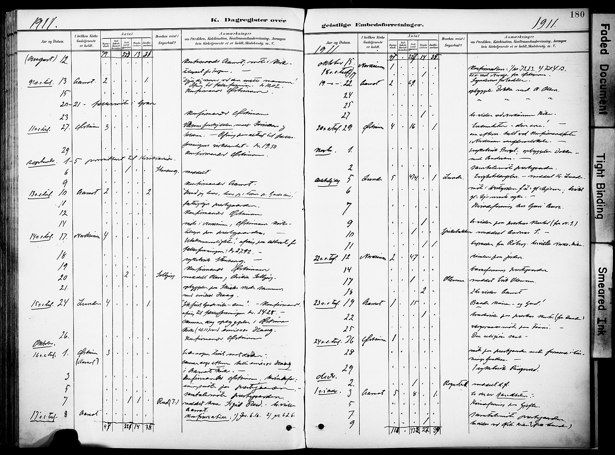 Nordre Land prestekontor, SAH/PREST-124/H/Ha/Haa/L0006: Parish register (official) no. 6, 1897-1914, p. 180