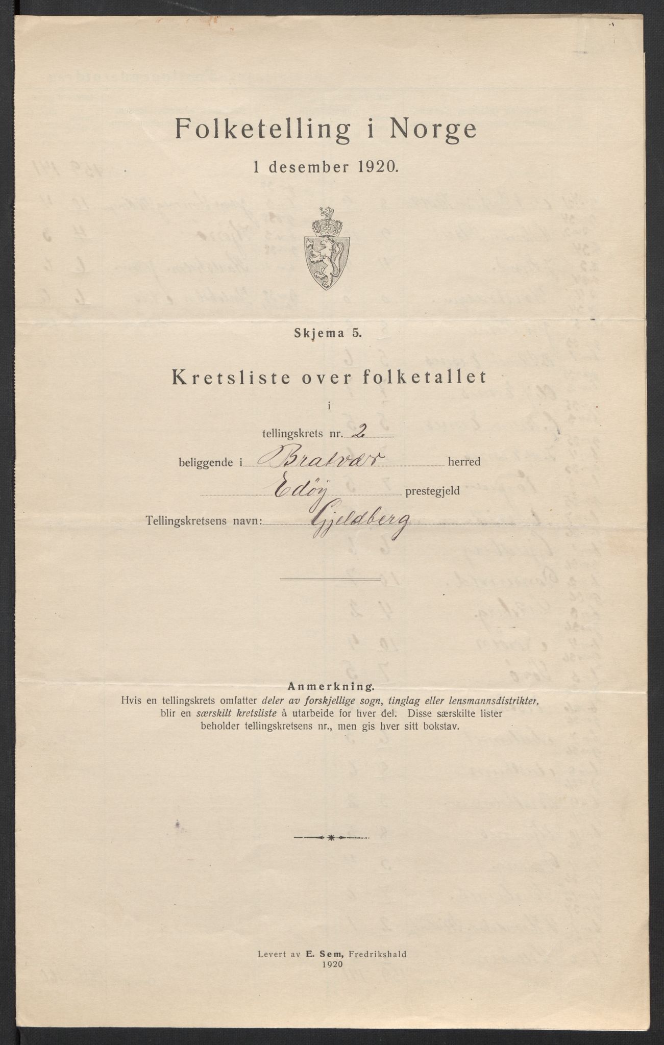 SAT, 1920 census for Brattvær, 1920, p. 11