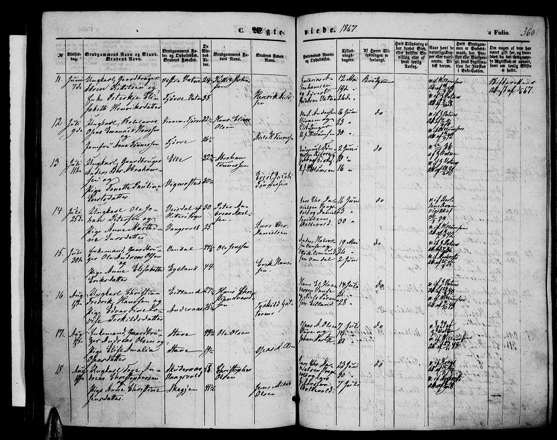 Lista sokneprestkontor, AV/SAK-1111-0027/F/Fb/L0003: Parish register (copy) no. B 3, 1862-1877, p. 360