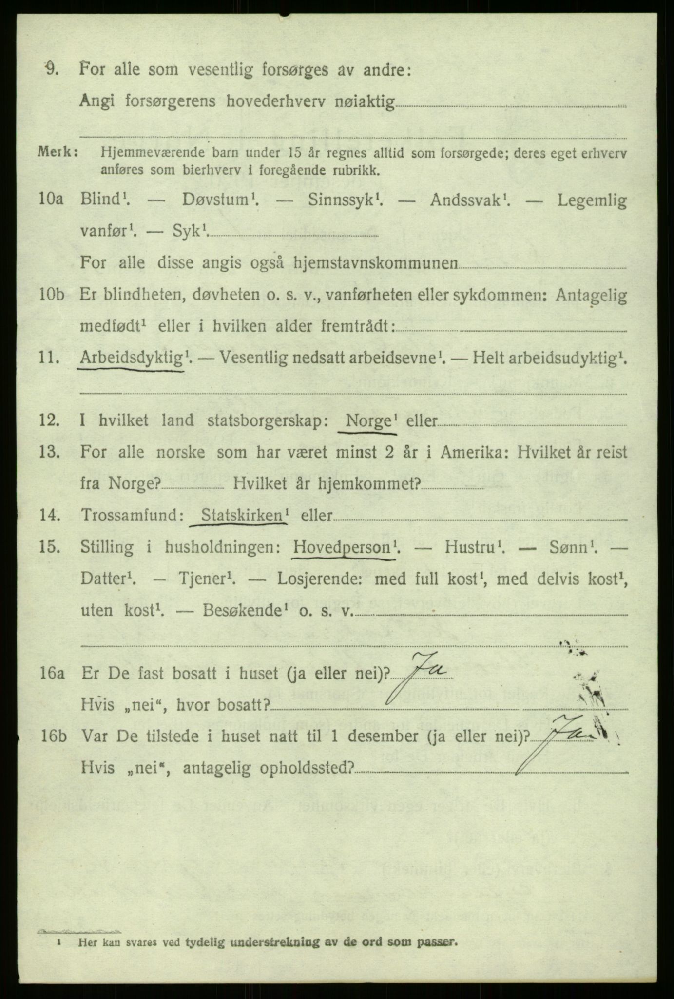 SAB, 1920 census for Gulen, 1920, p. 6192