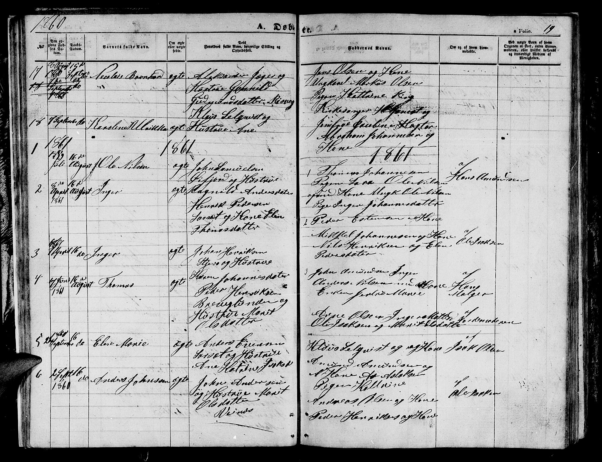 Loppa sokneprestkontor, SATØ/S-1339/H/Hb/L0003klokker: Parish register (copy) no. 3, 1853-1880, p. 19
