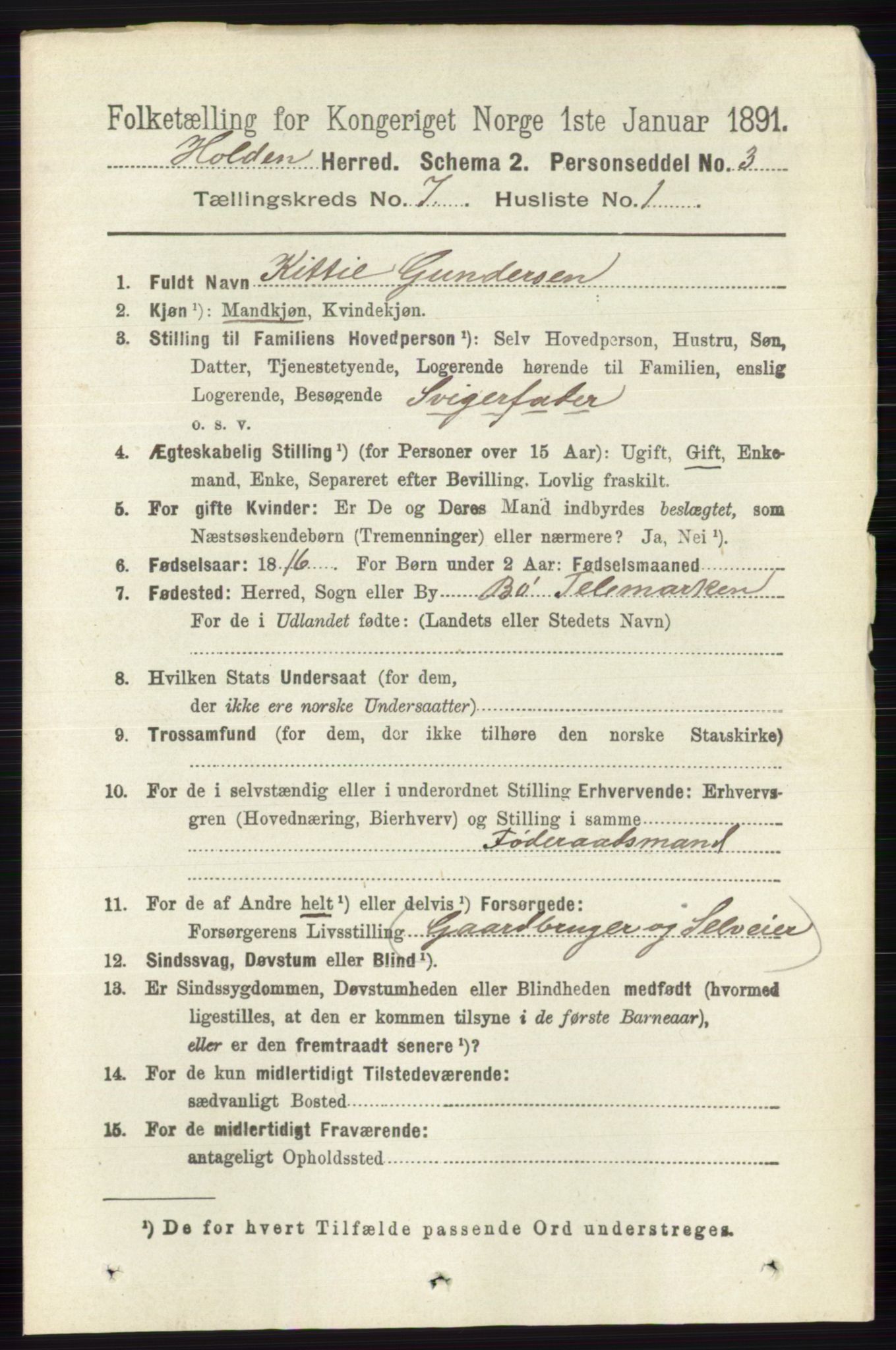 RA, 1891 census for 0819 Holla, 1891, p. 3278