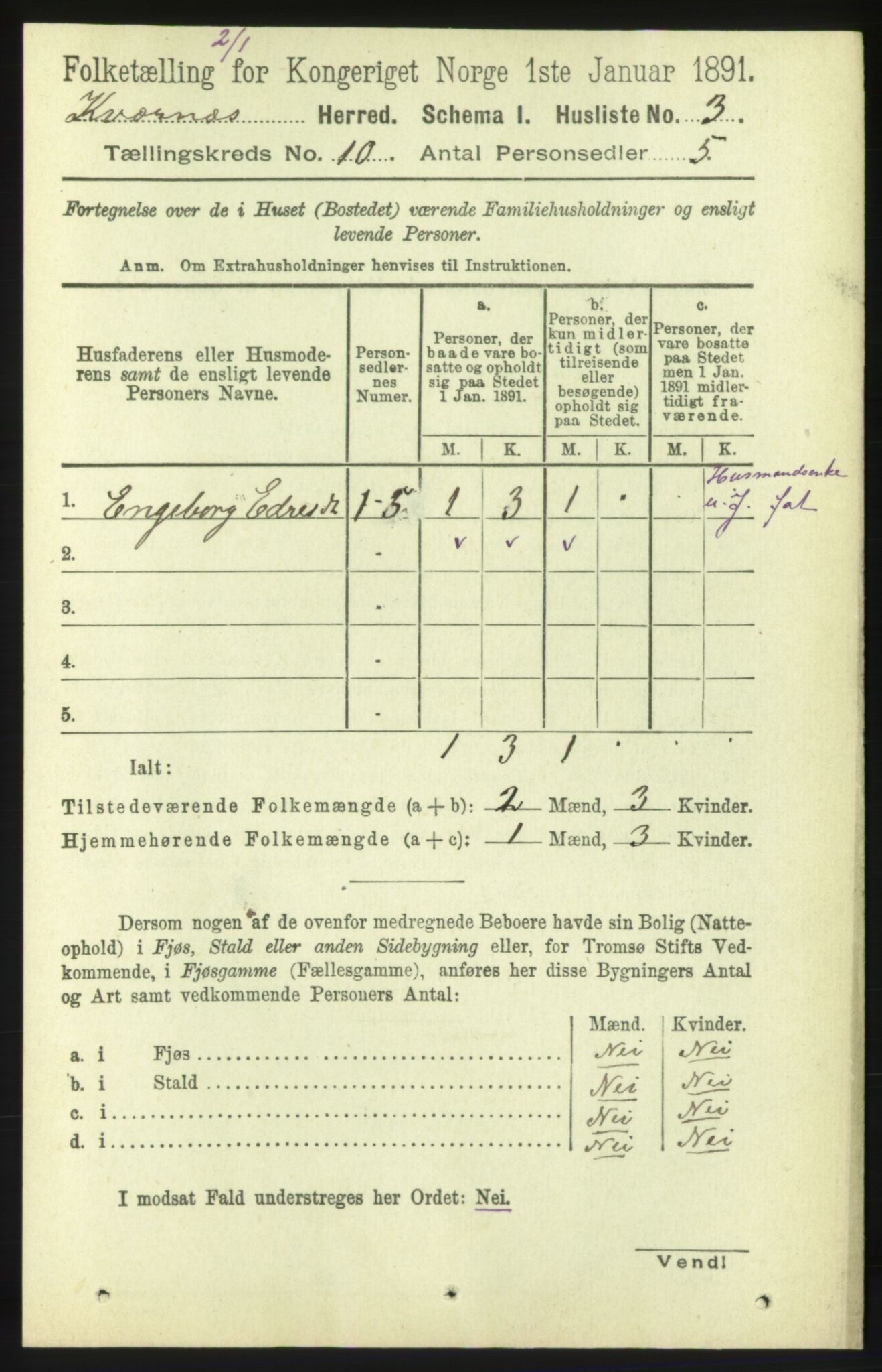 RA, 1891 census for 1553 Kvernes, 1891, p. 4272