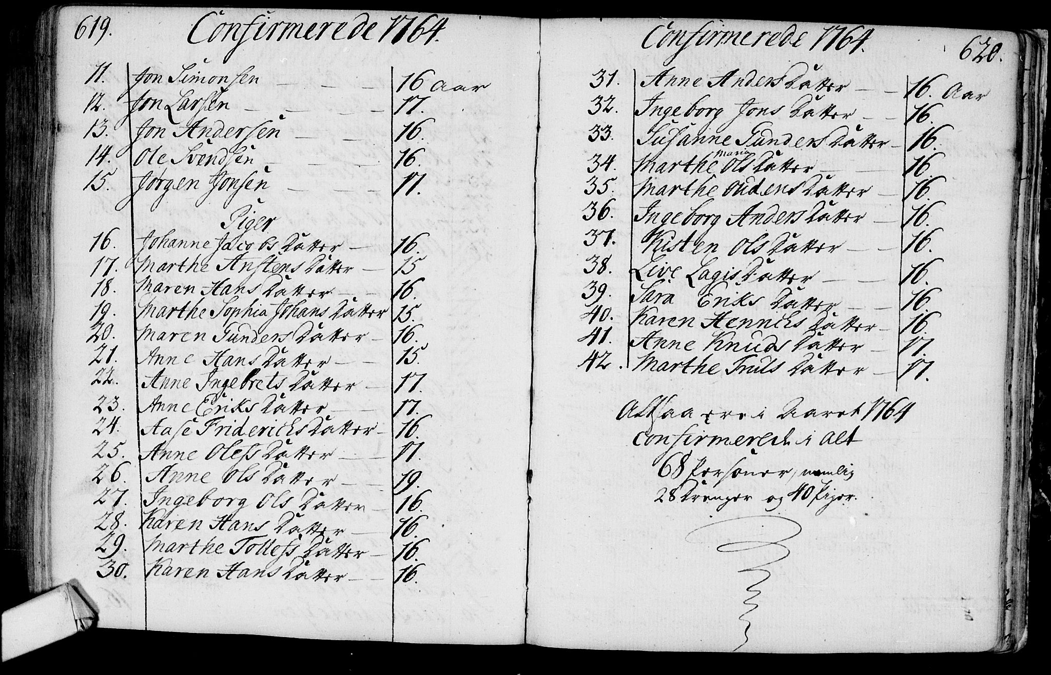 Lier kirkebøker, AV/SAKO-A-230/F/Fa/L0004: Parish register (official) no. I 4, 1749-1764, p. 619-620