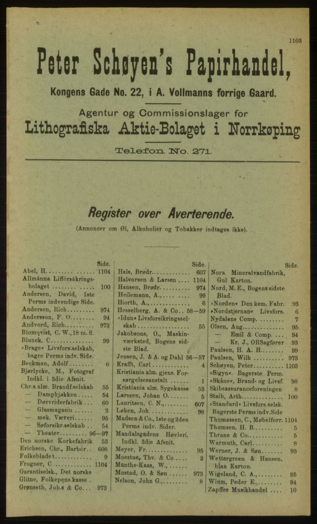 Kristiania/Oslo adressebok, PUBL/-, 1898, p. 1103