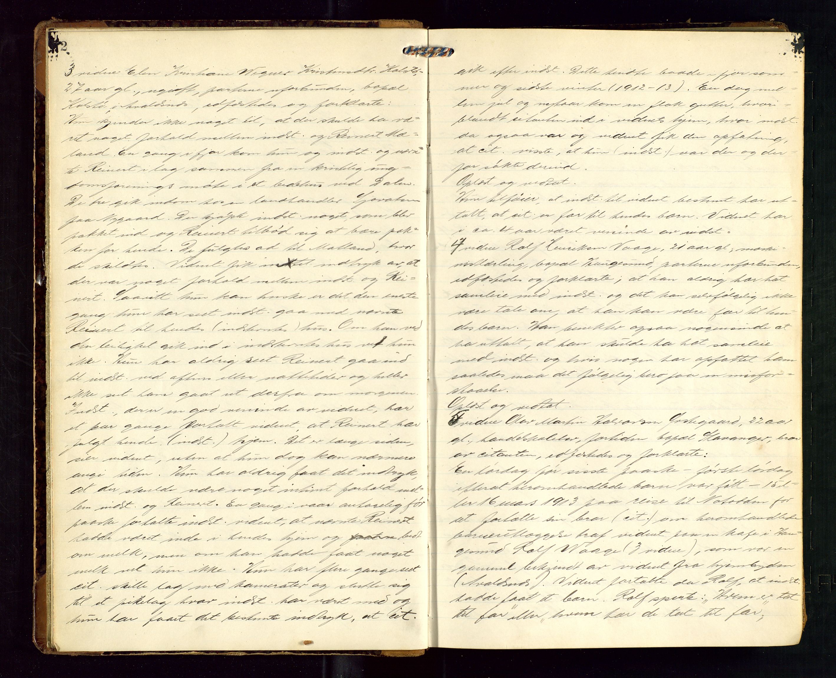 Karmsund sorenskriveri, AV/SAST-A-100311/01/I/IA/IABD/L0008: EKSTRARETTSPROTOKOLL, 1913-1918, p. 2-3