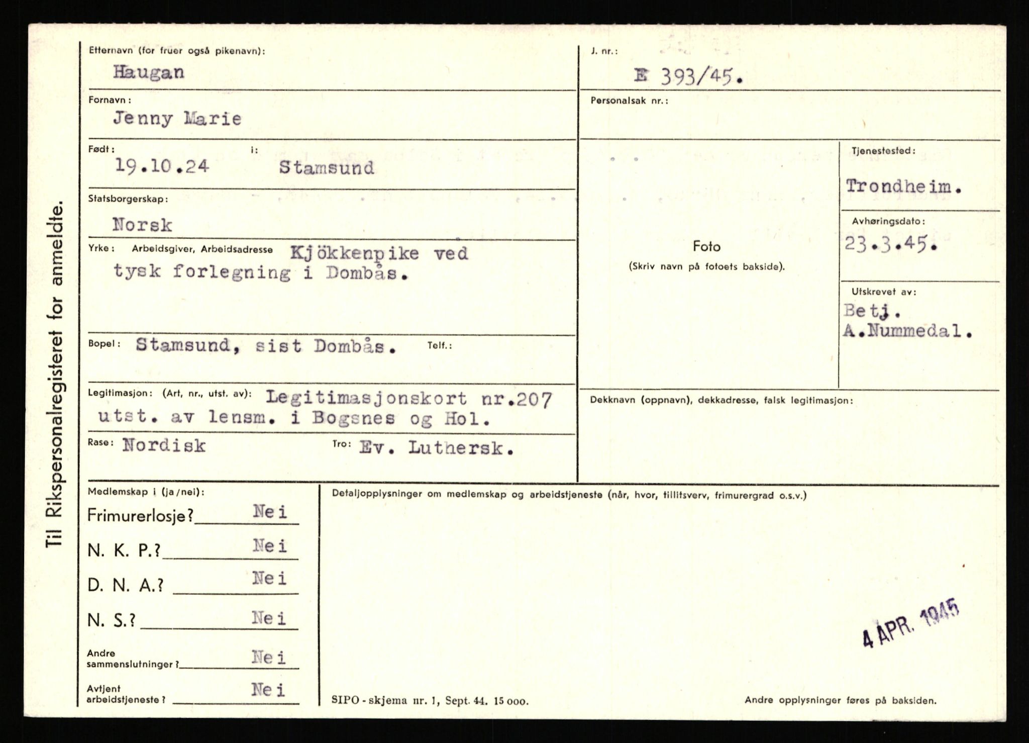 Statspolitiet - Hovedkontoret / Osloavdelingen, AV/RA-S-1329/C/Ca/L0006: Hanche - Hokstvedt, 1943-1945, p. 2217