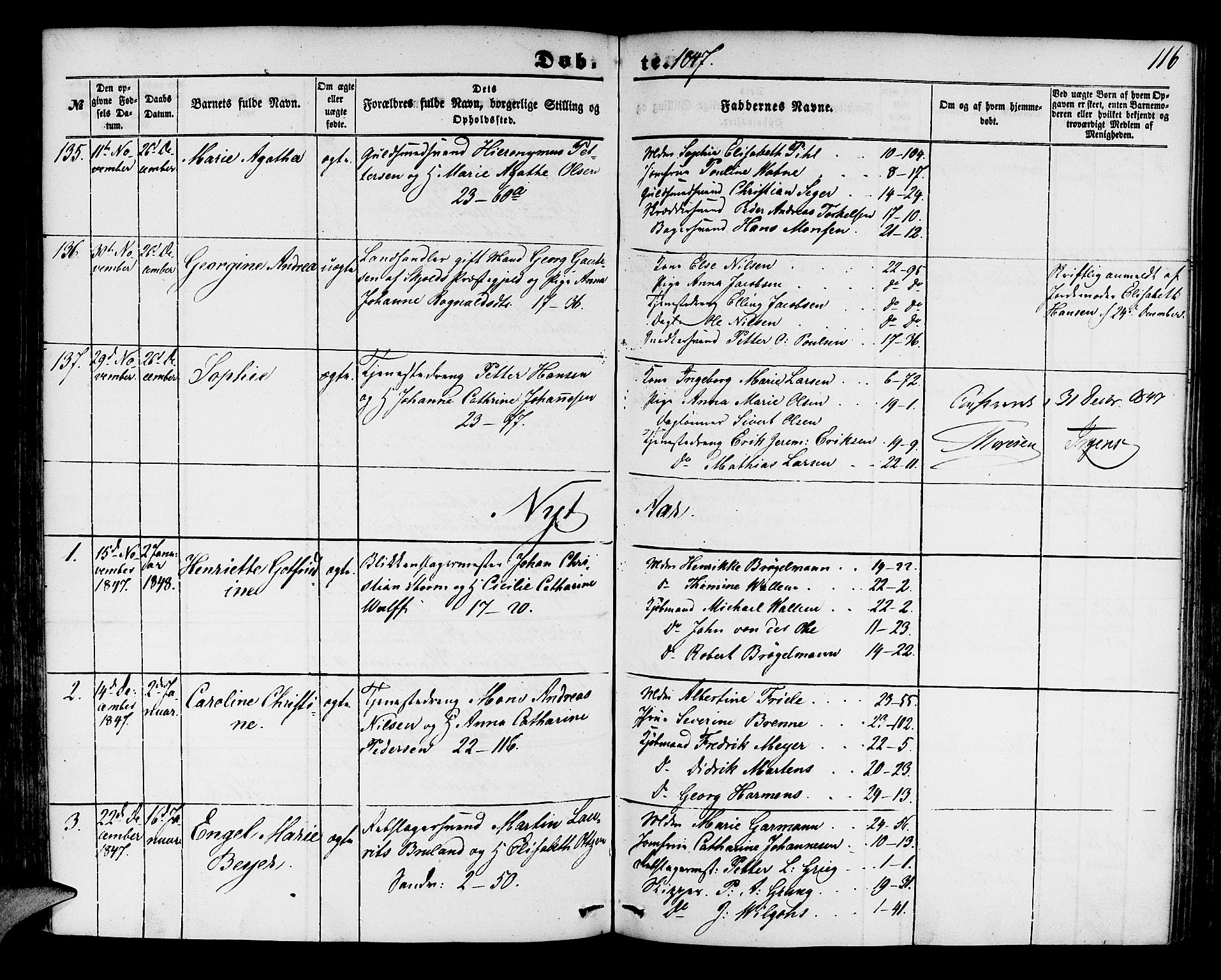 Korskirken sokneprestembete, SAB/A-76101/H/Hab: Parish register (copy) no. B 2, 1847-1853, p. 116