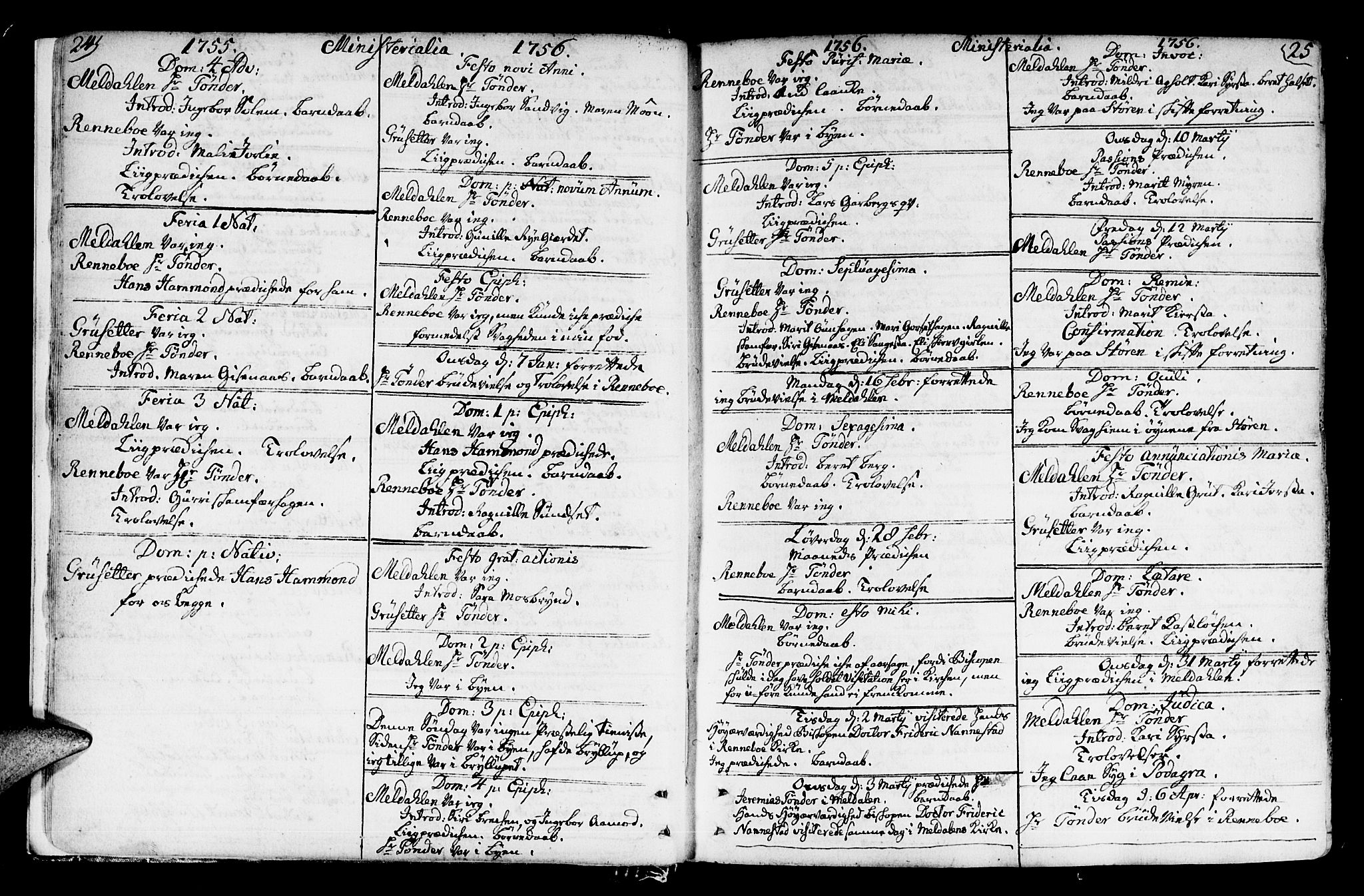 Ministerialprotokoller, klokkerbøker og fødselsregistre - Sør-Trøndelag, SAT/A-1456/672/L0851: Parish register (official) no. 672A04, 1751-1775, p. 24-25