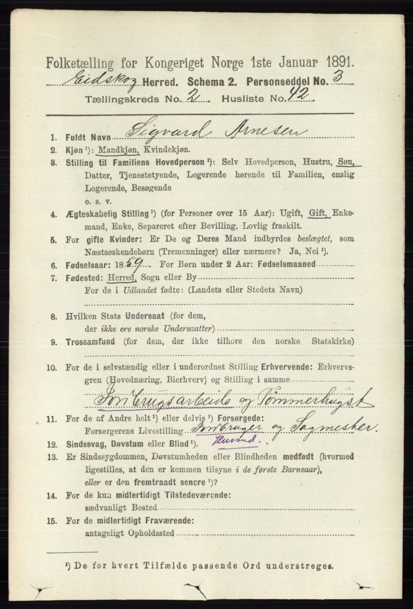 RA, 1891 census for 0420 Eidskog, 1891, p. 781