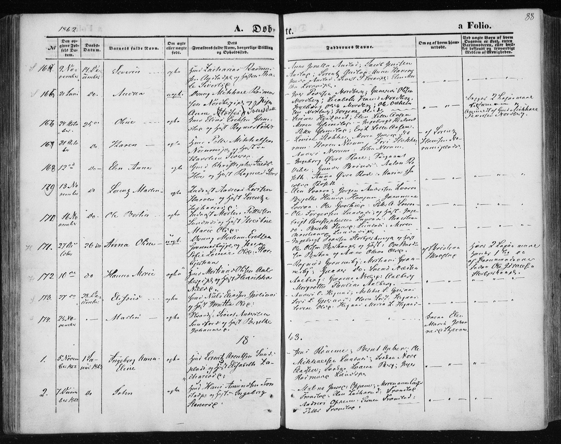 Ministerialprotokoller, klokkerbøker og fødselsregistre - Nord-Trøndelag, SAT/A-1458/730/L0283: Parish register (official) no. 730A08, 1855-1865, p. 88