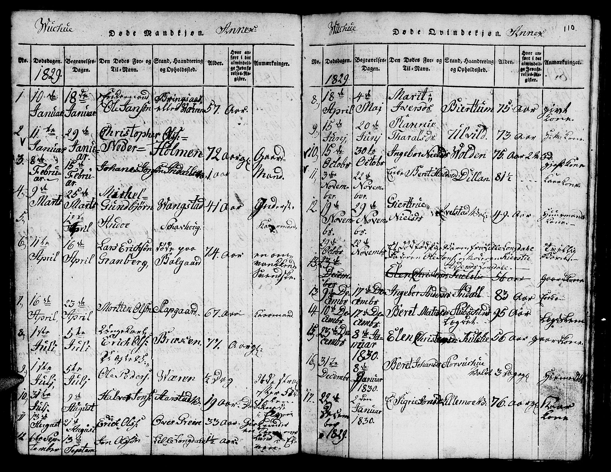 Ministerialprotokoller, klokkerbøker og fødselsregistre - Nord-Trøndelag, SAT/A-1458/724/L0265: Parish register (copy) no. 724C01, 1816-1845, p. 110