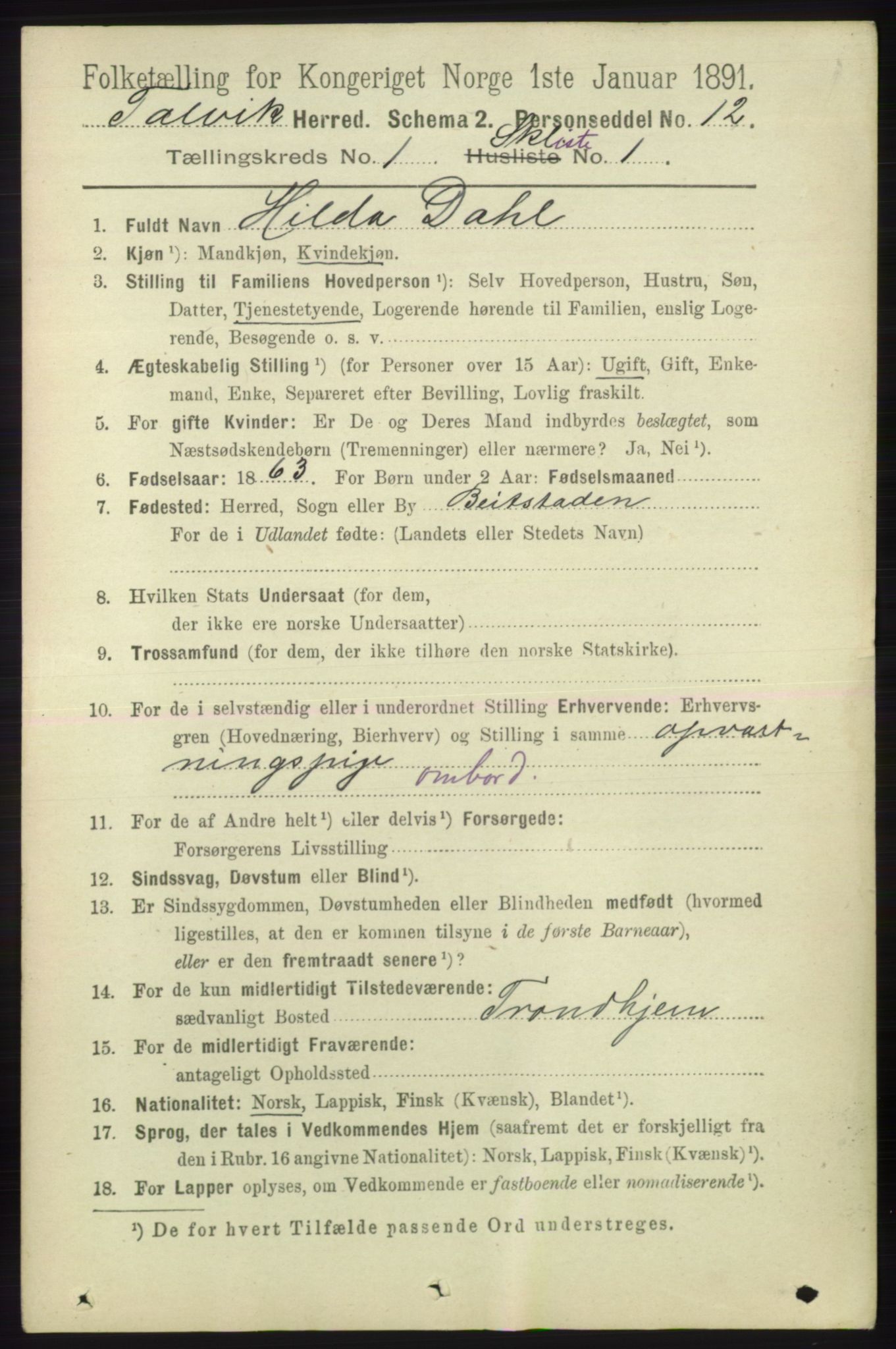 RA, 1891 census for 2013 Talvik, 1891, p. 502