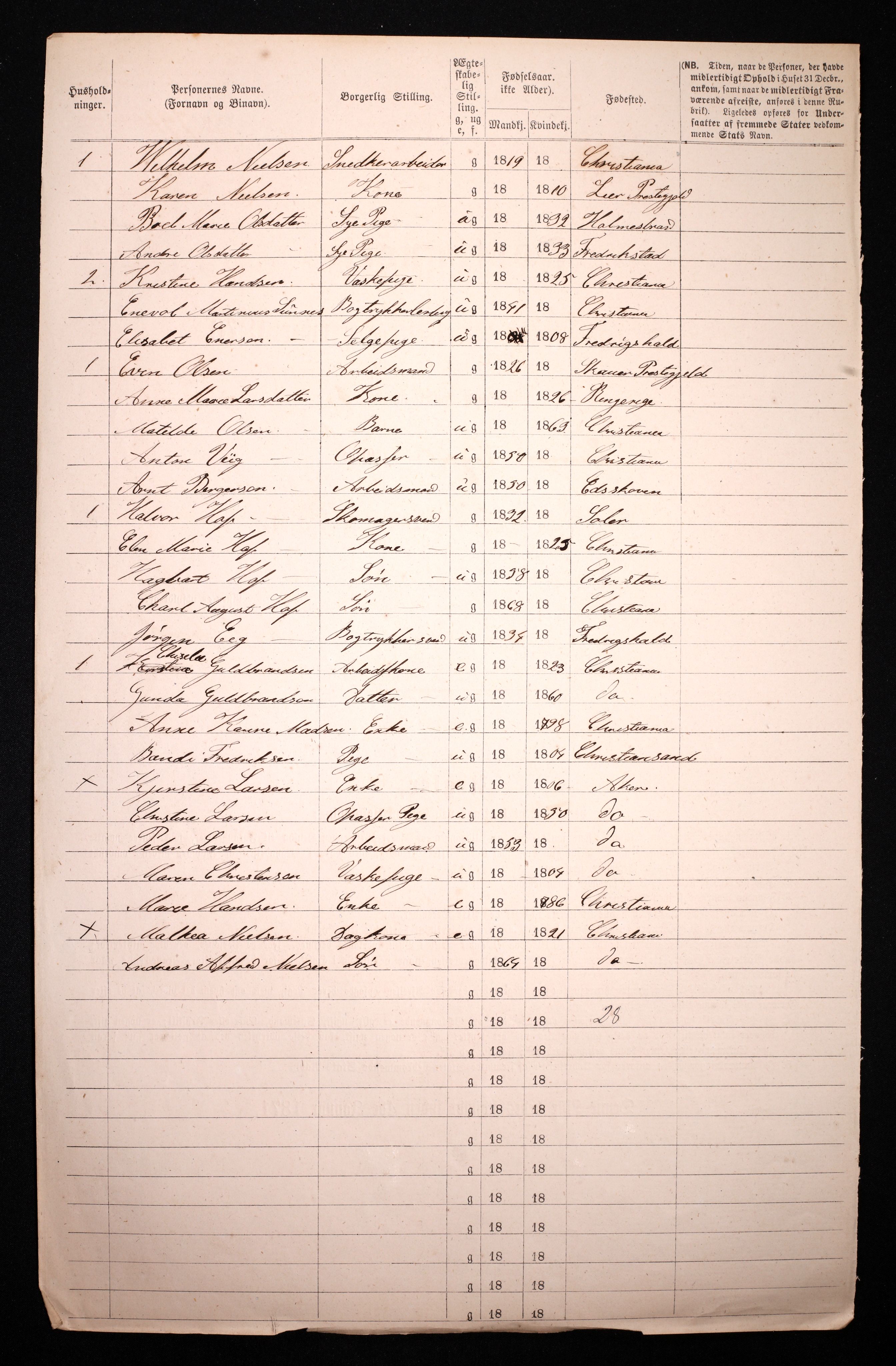 RA, 1870 census for 0301 Kristiania, 1870, p. 4567