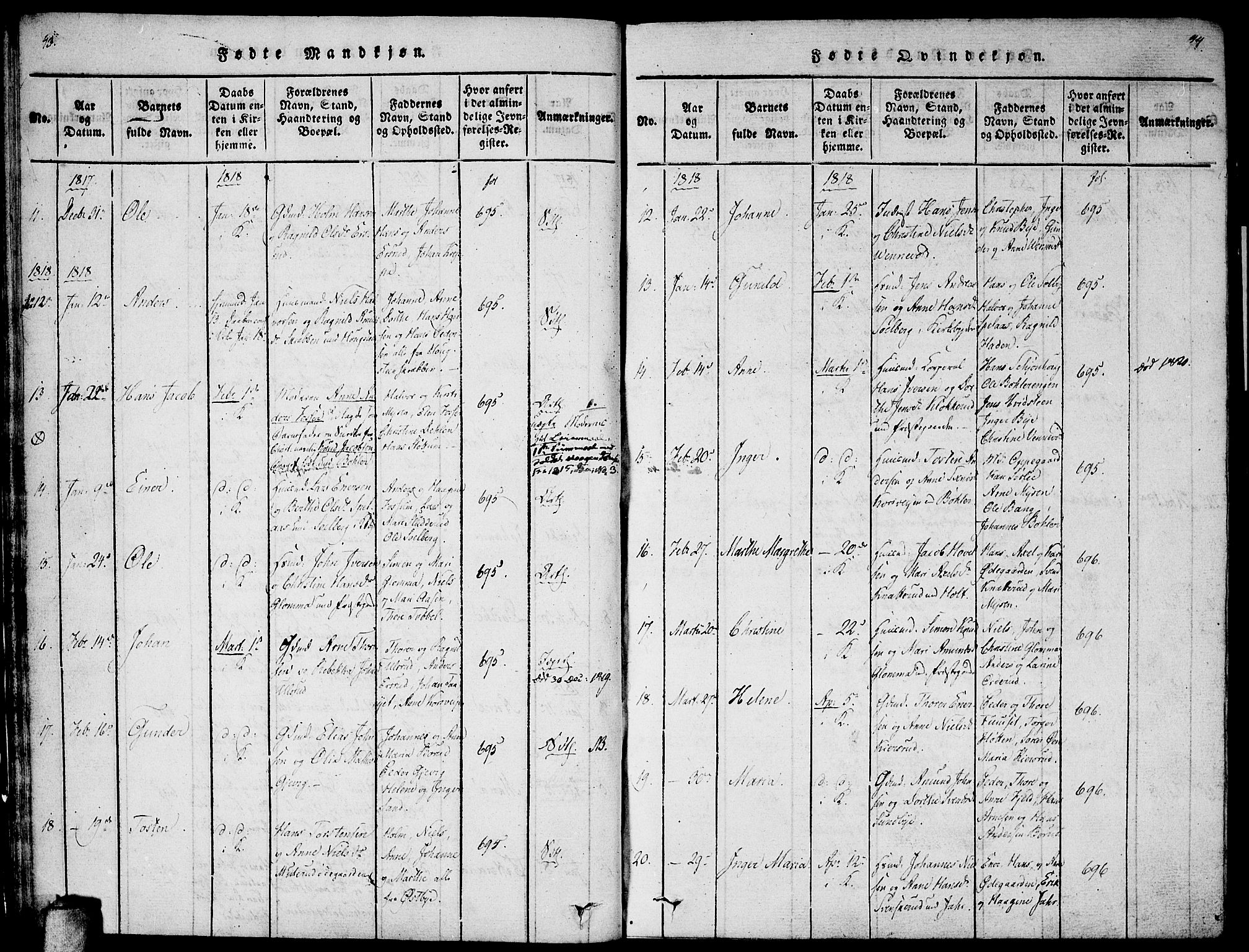 Enebakk prestekontor Kirkebøker, SAO/A-10171c/F/Fa/L0005: Parish register (official) no. I 5, 1790-1825, p. 43-44