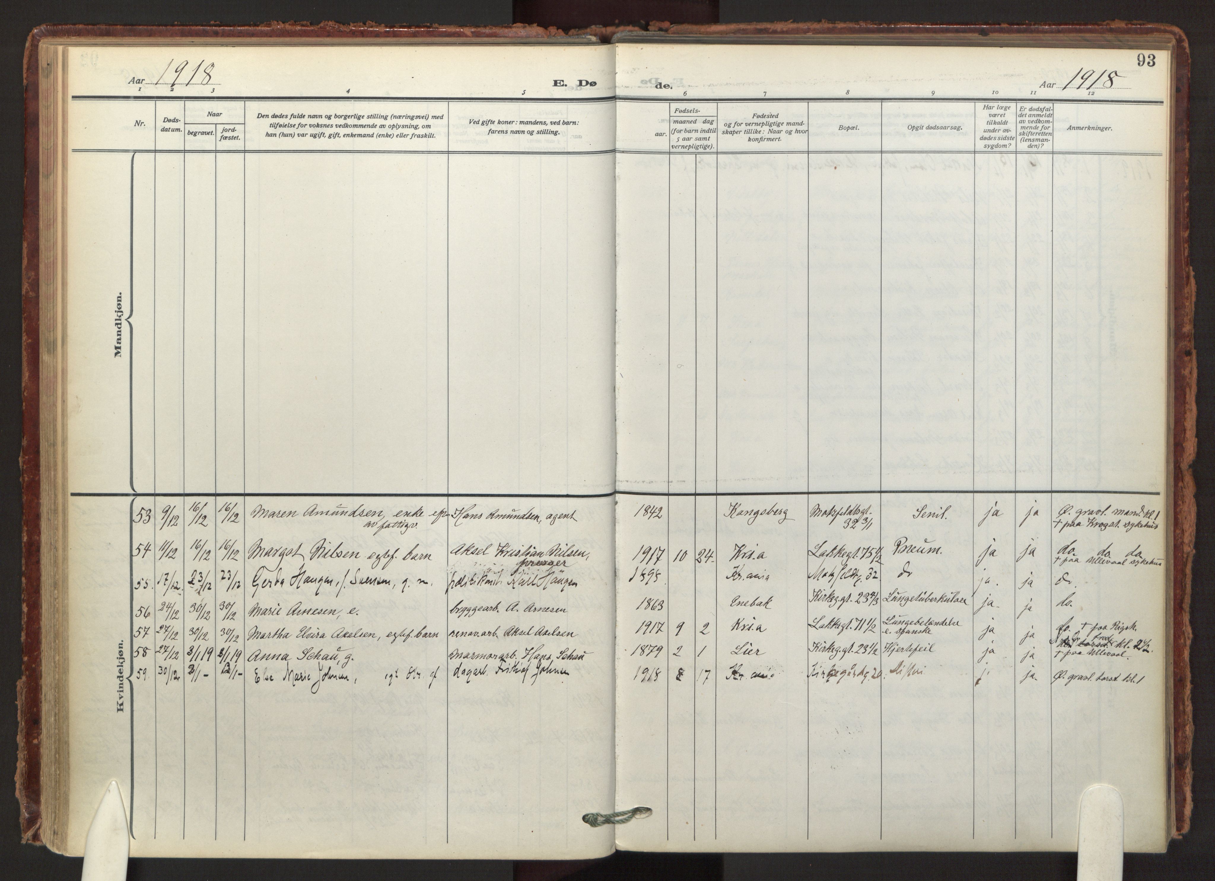 Tøyen prestekontor Kirkebøker, AV/SAO-A-10167a/F/Fa/L0003: Parish register (official) no. I 3, 1917-1933, p. 93