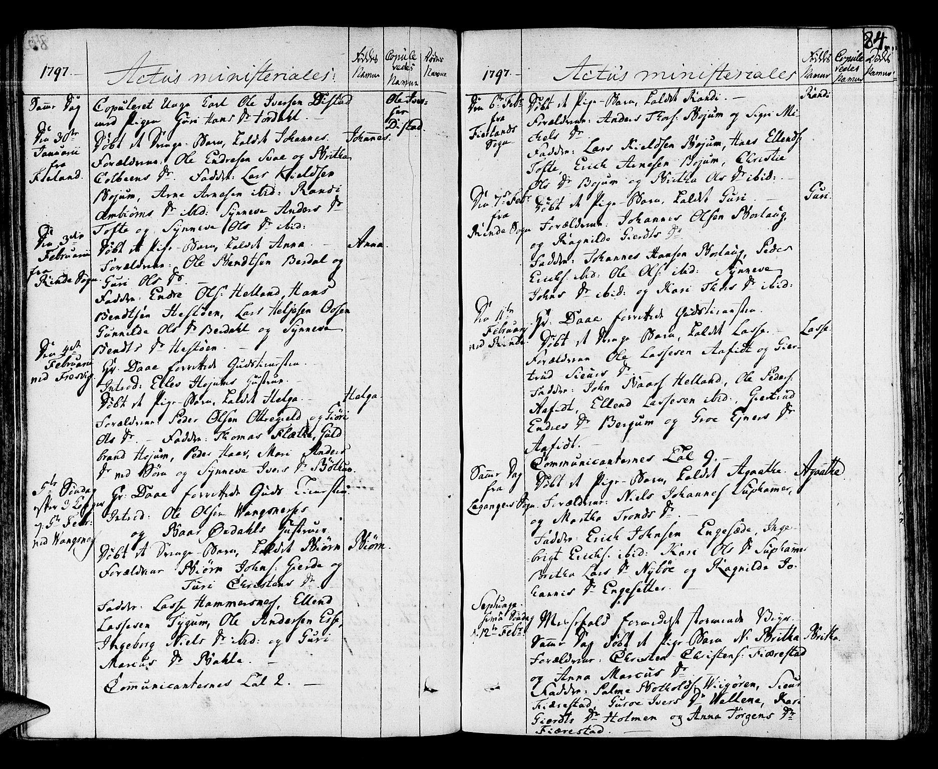 Leikanger sokneprestembete, AV/SAB-A-81001/H/Haa/Haaa/L0005: Parish register (official) no. A 5, 1792-1809, p. 84