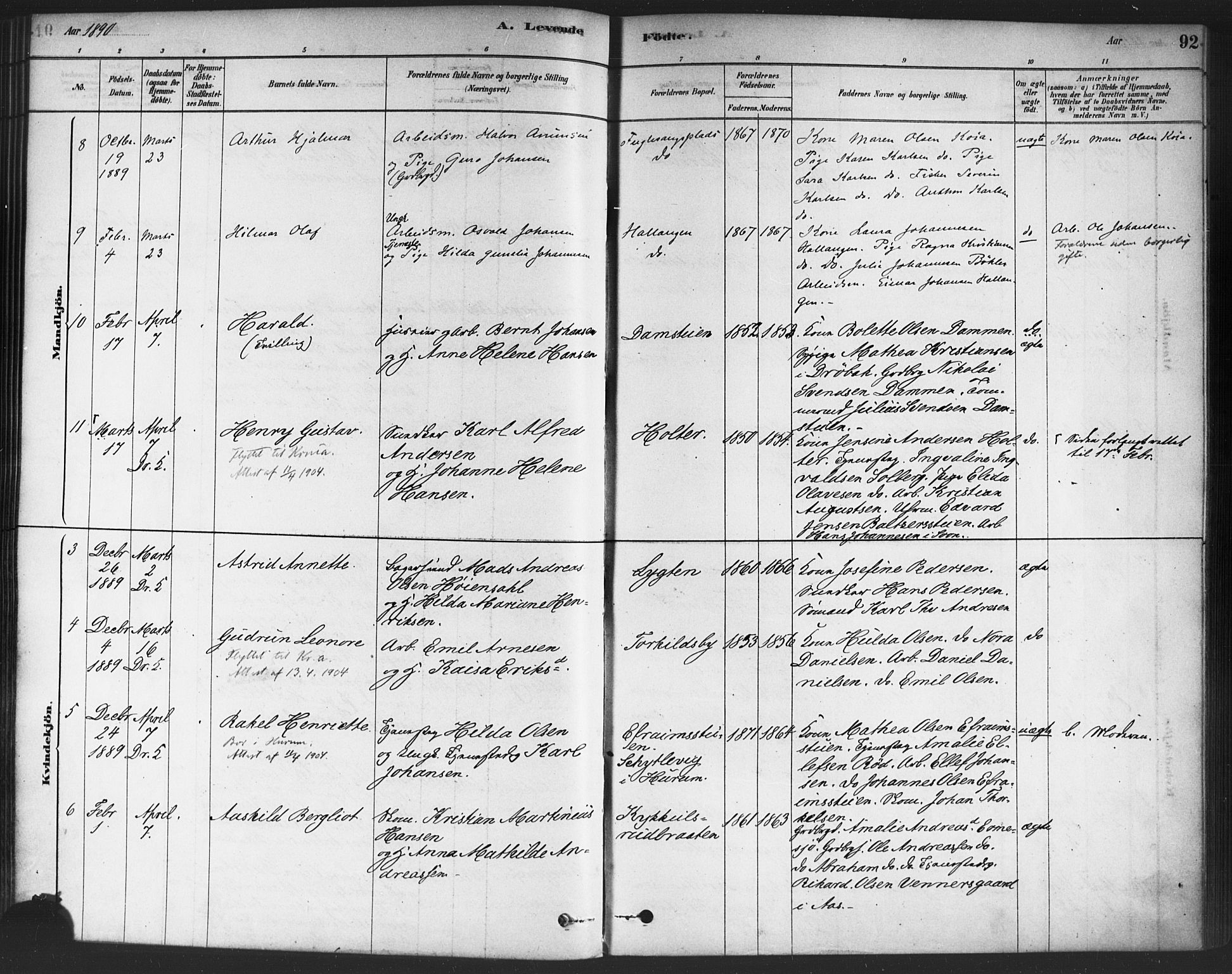 Drøbak prestekontor Kirkebøker, AV/SAO-A-10142a/F/Fc/L0002: Parish register (official) no. III 2, 1878-1891, p. 92