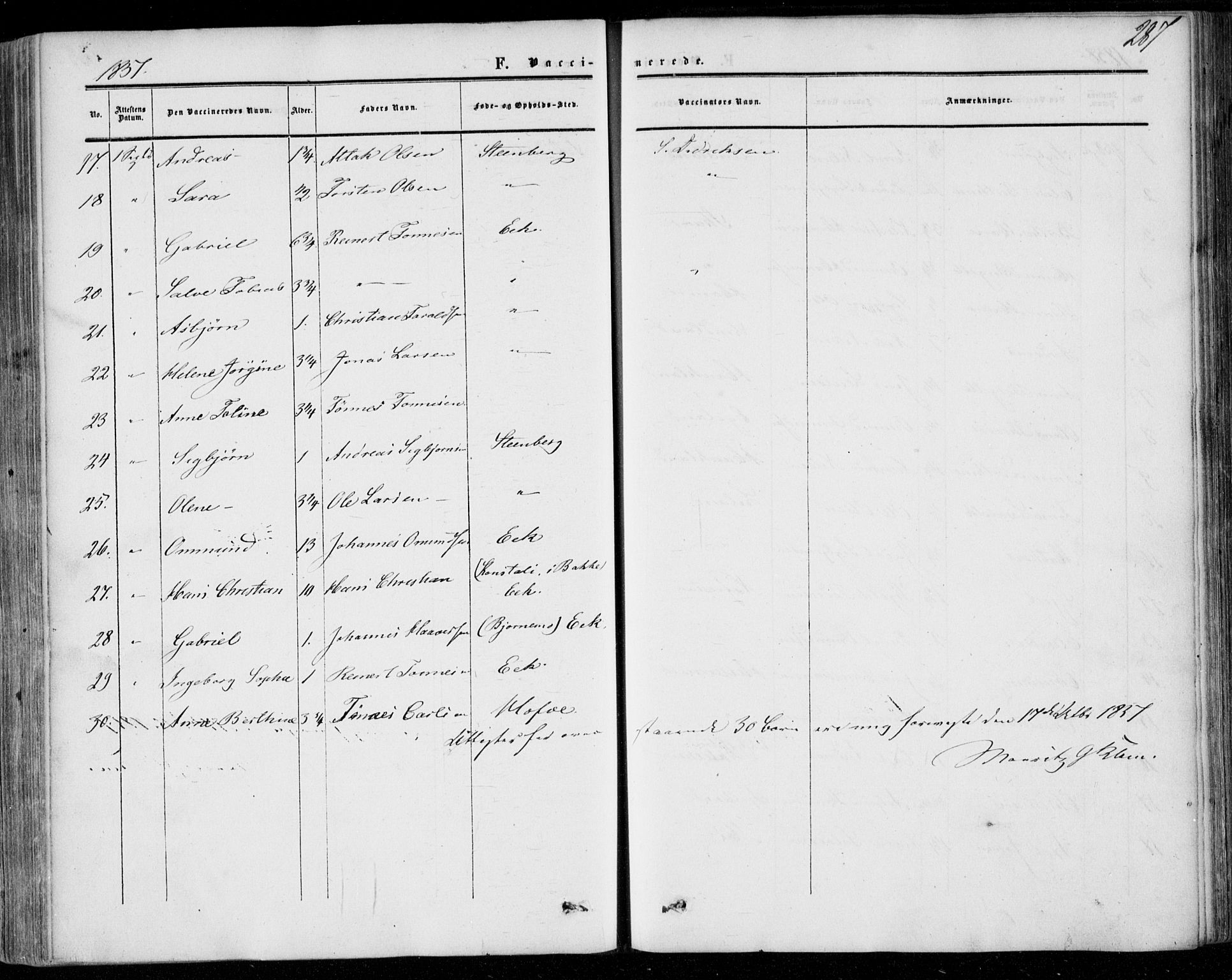 Lund sokneprestkontor, AV/SAST-A-101809/S06/L0009: Parish register (official) no. A 8, 1853-1877, p. 287