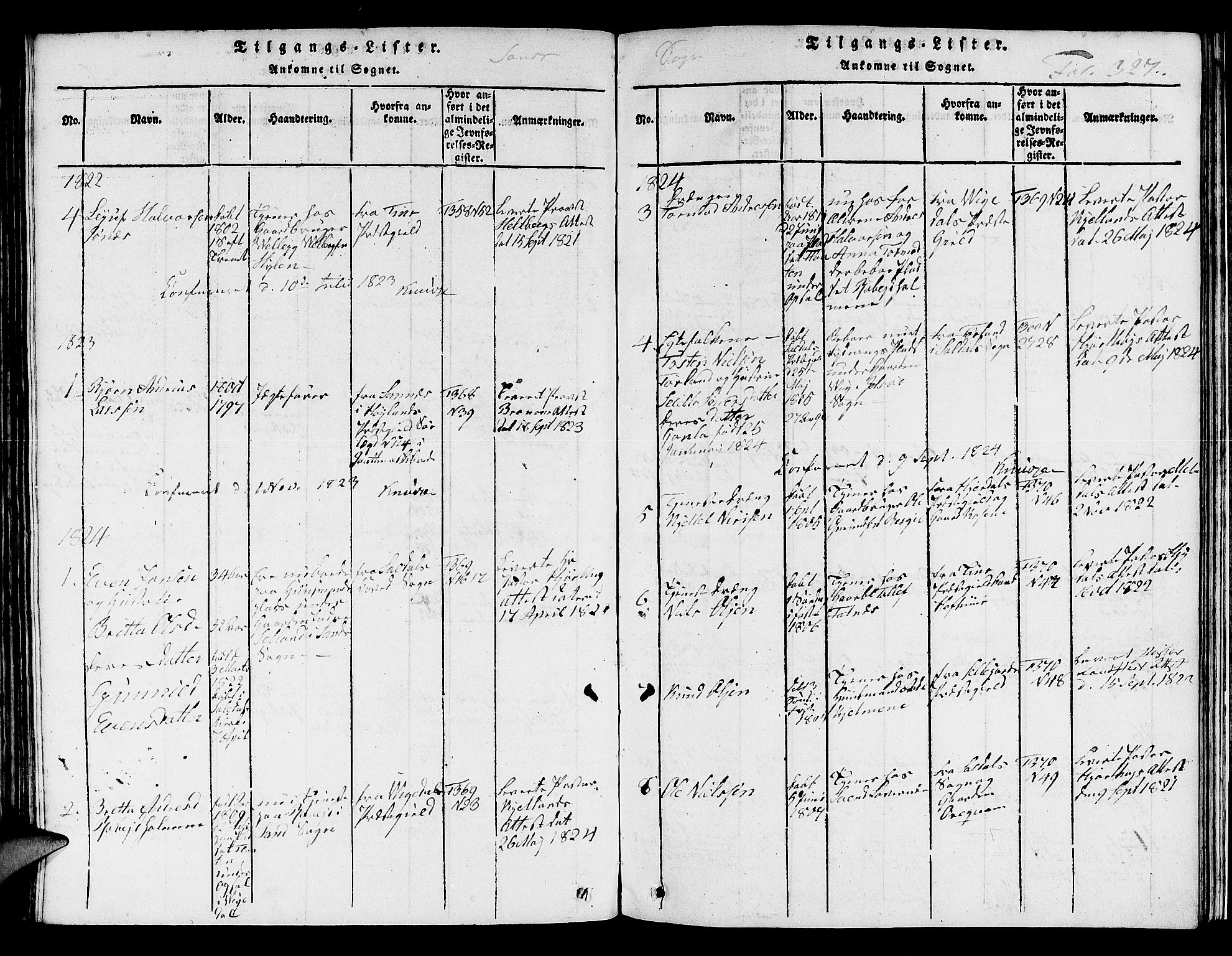 Jelsa sokneprestkontor, SAST/A-101842/01/V: Parish register (copy) no. B 1 /2, 1816-1828, p. 327