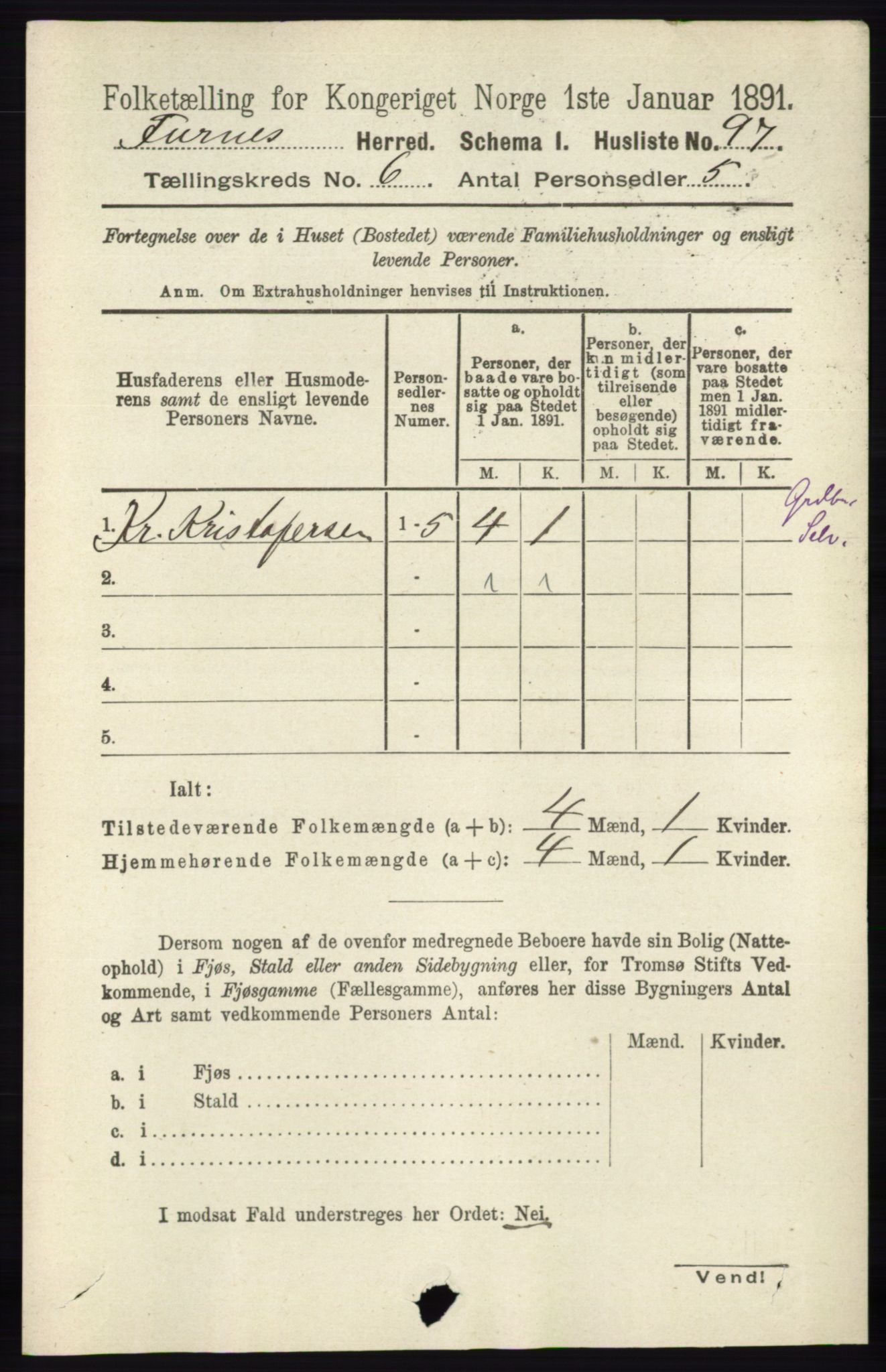 RA, Census 1891 for 0413 Furnes herred, 1891, p. 4153