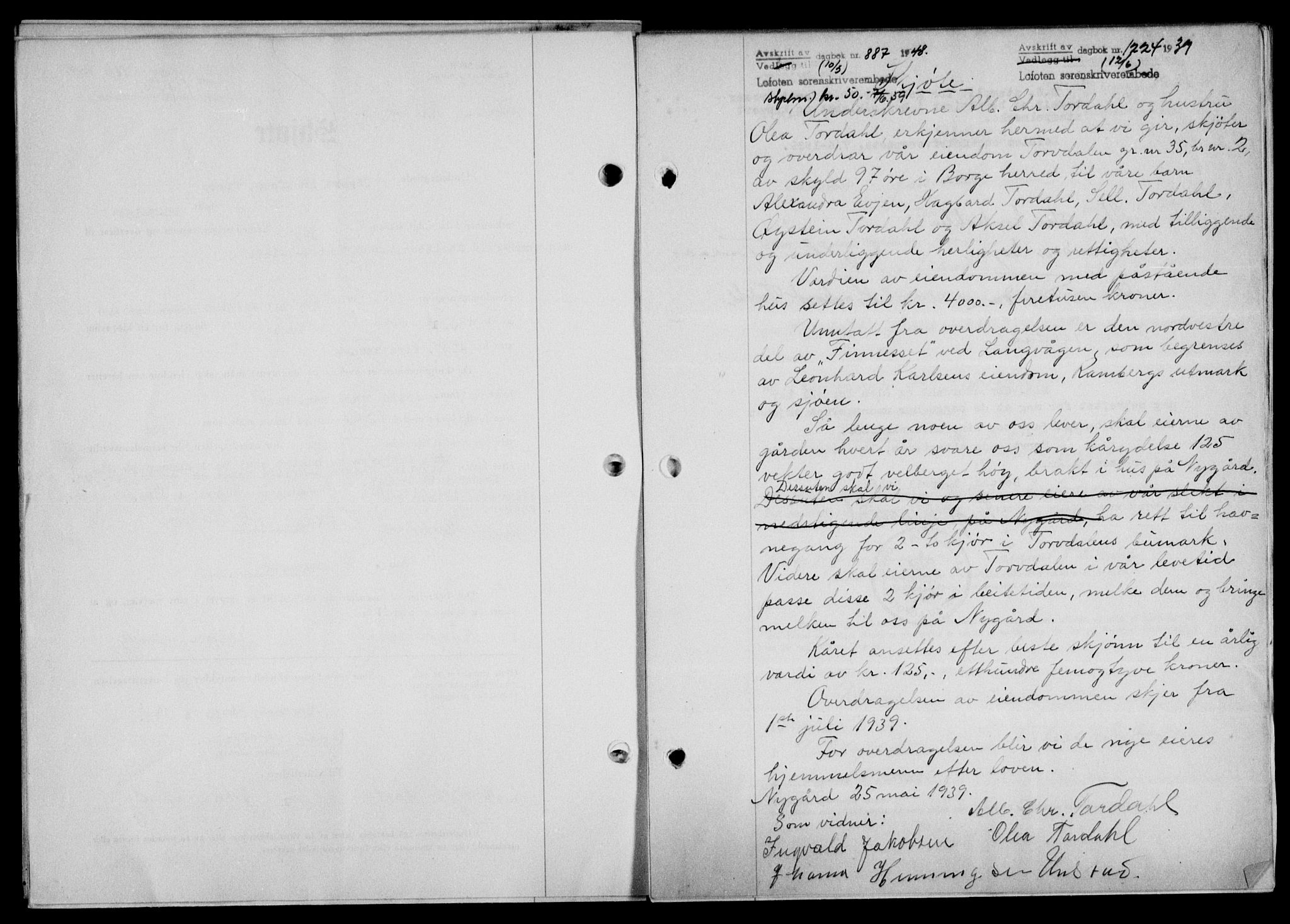 Lofoten sorenskriveri, SAT/A-0017/1/2/2C/L0018a: Mortgage book no. 18a, 1948-1948, Diary no: : 887/1948