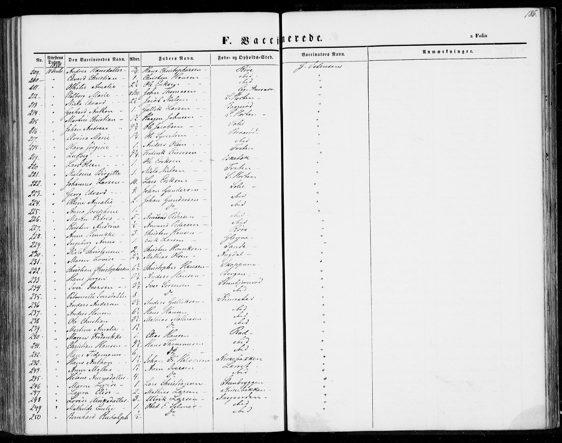 Borre kirkebøker, AV/SAKO-A-338/F/Fa/L0005: Parish register (official) no. I 5, 1845-1851, p. 186