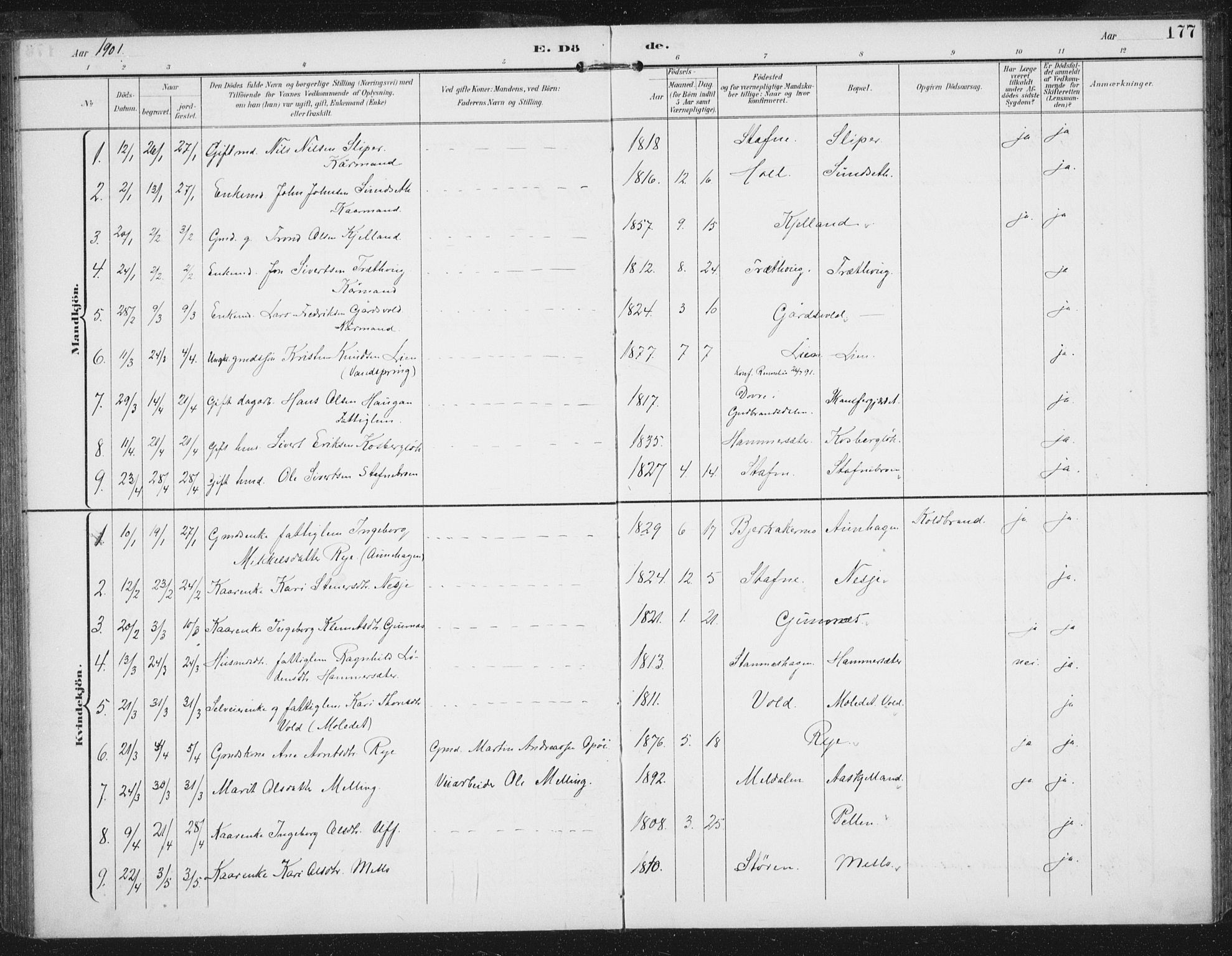 Ministerialprotokoller, klokkerbøker og fødselsregistre - Sør-Trøndelag, SAT/A-1456/674/L0872: Parish register (official) no. 674A04, 1897-1907, p. 177