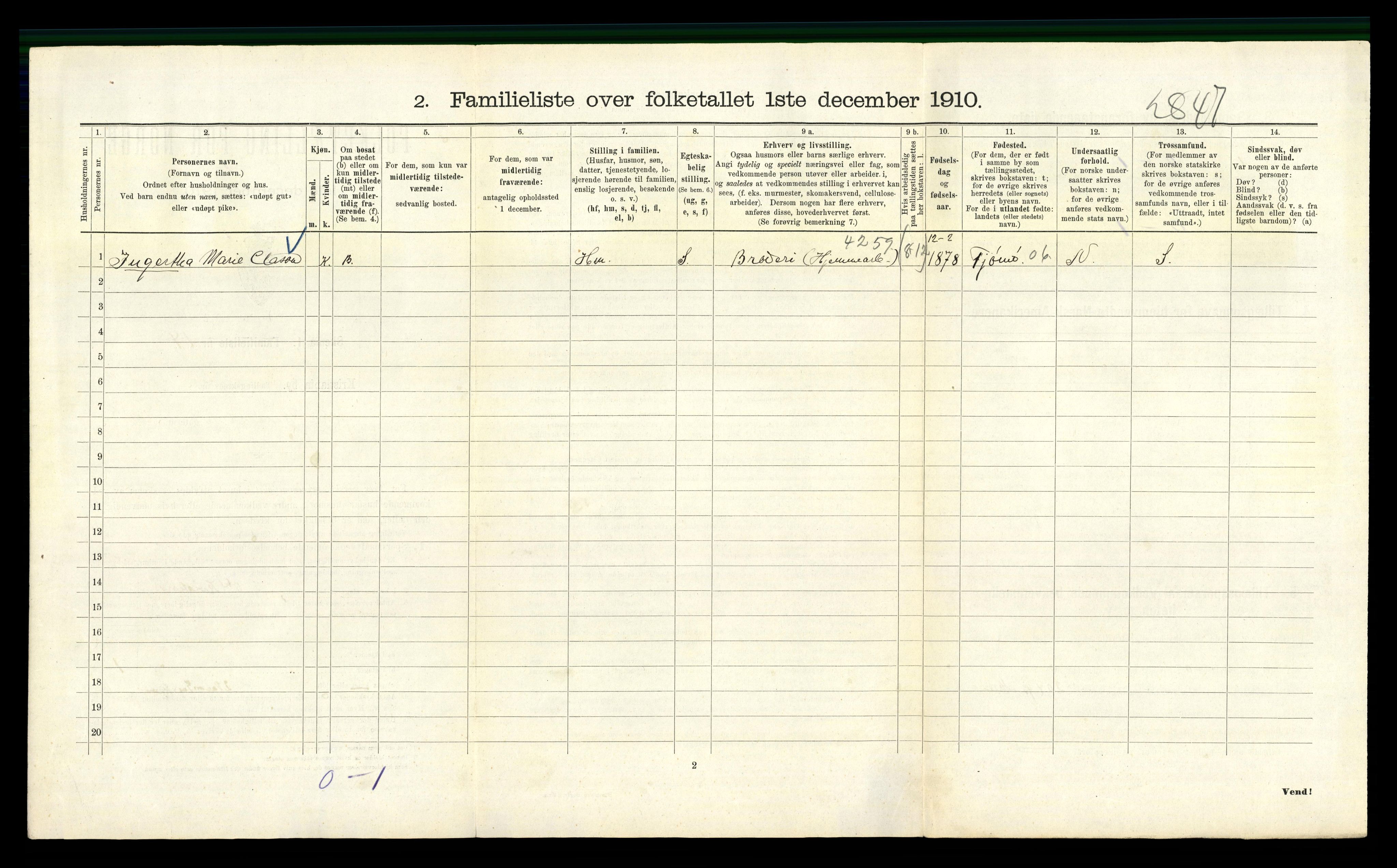 RA, 1910 census for Kristiania, 1910, p. 46244