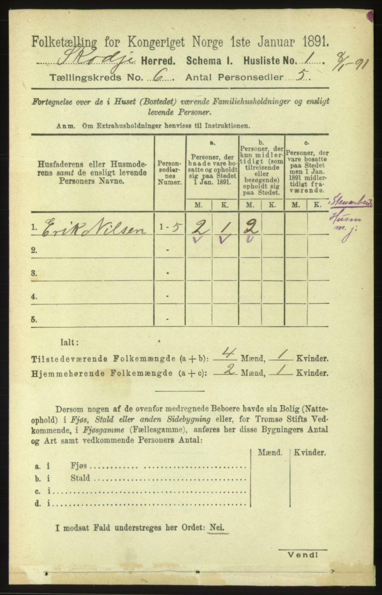 RA, 1891 census for 1529 Skodje, 1891, p. 1226