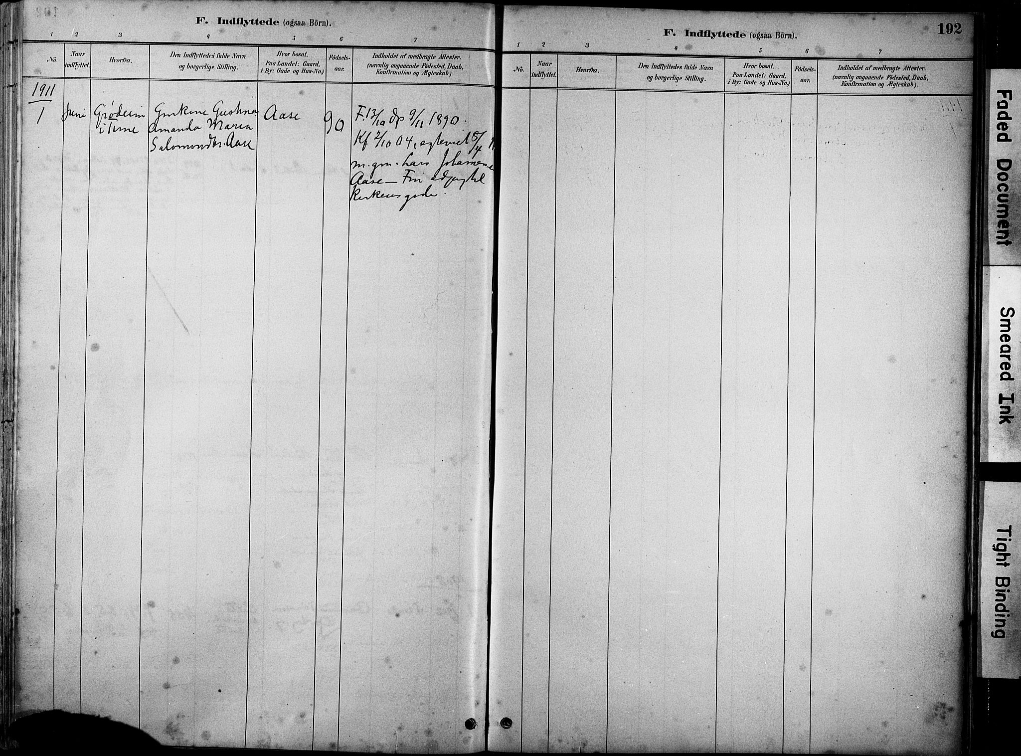 Klepp sokneprestkontor, SAST/A-101803/001/3/30BA/L0007: Parish register (official) no. A 8, 1886-1912, p. 192