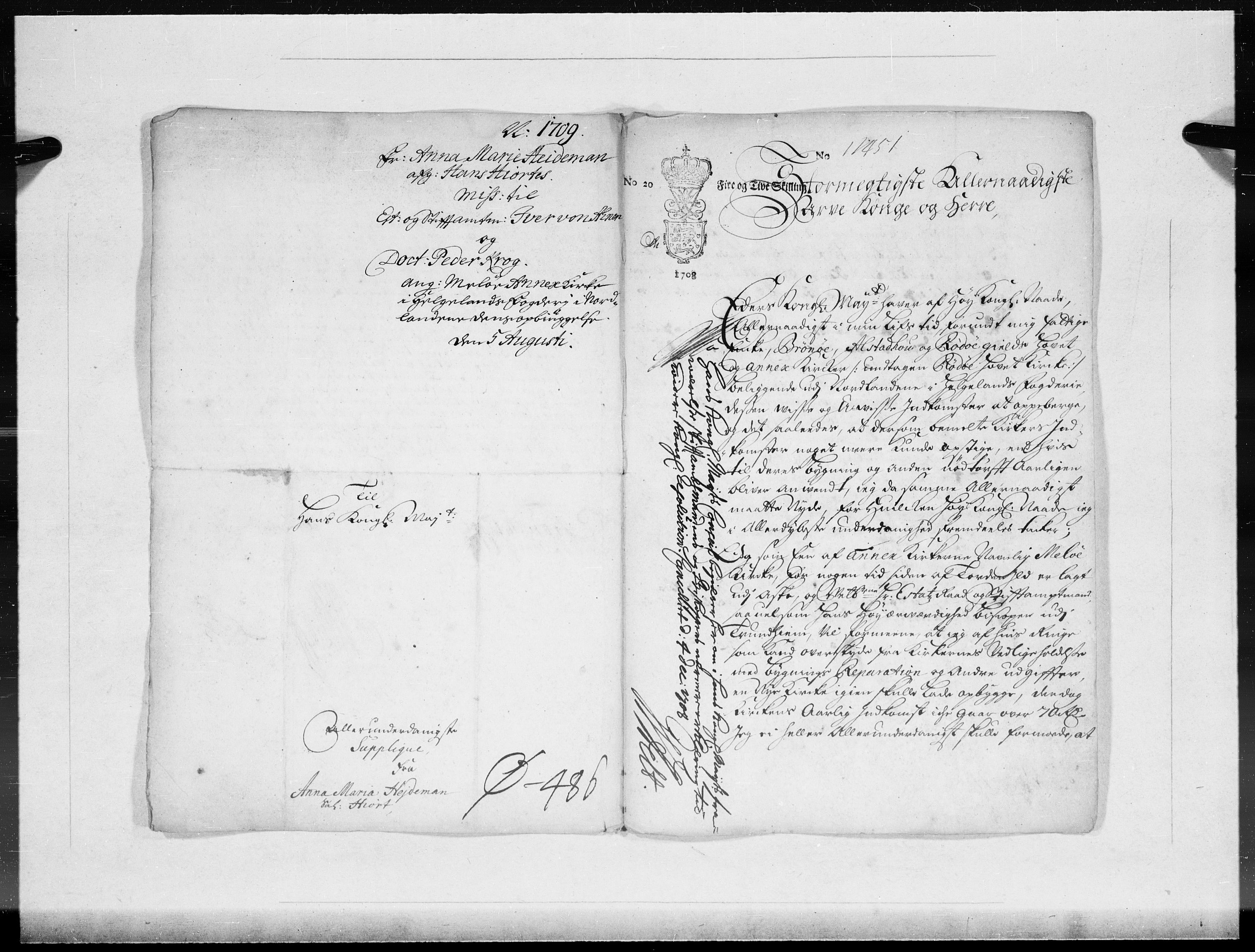 Danske Kanselli 1572-1799, RA/EA-3023/F/Fc/Fcc/Fcca/L0067: Norske innlegg 1572-1799, 1709, p. 366