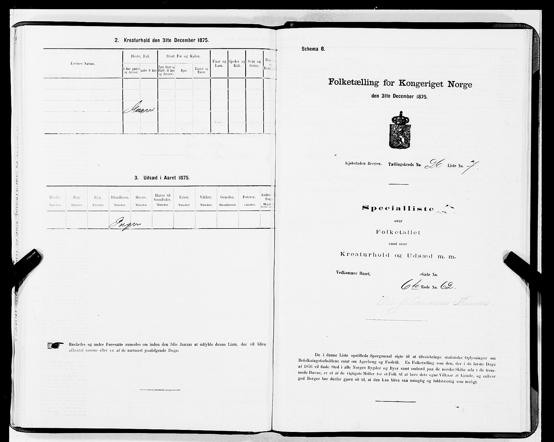 SAB, 1875 census for 1301 Bergen, 1875, p. 1300