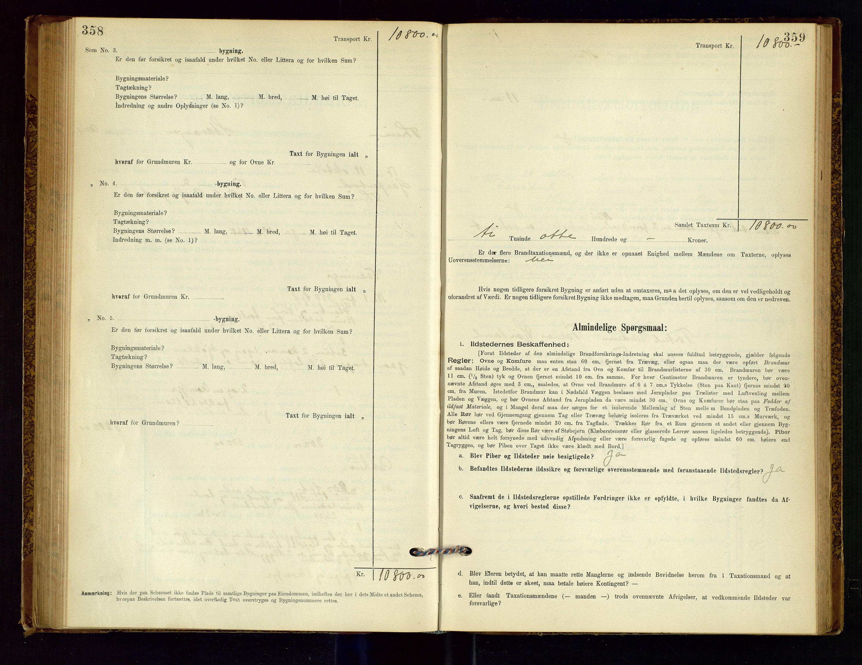 Time lensmannskontor, AV/SAST-A-100420/Gob/L0001: Branntakstprotokoll, 1896-1914, p. 358-359