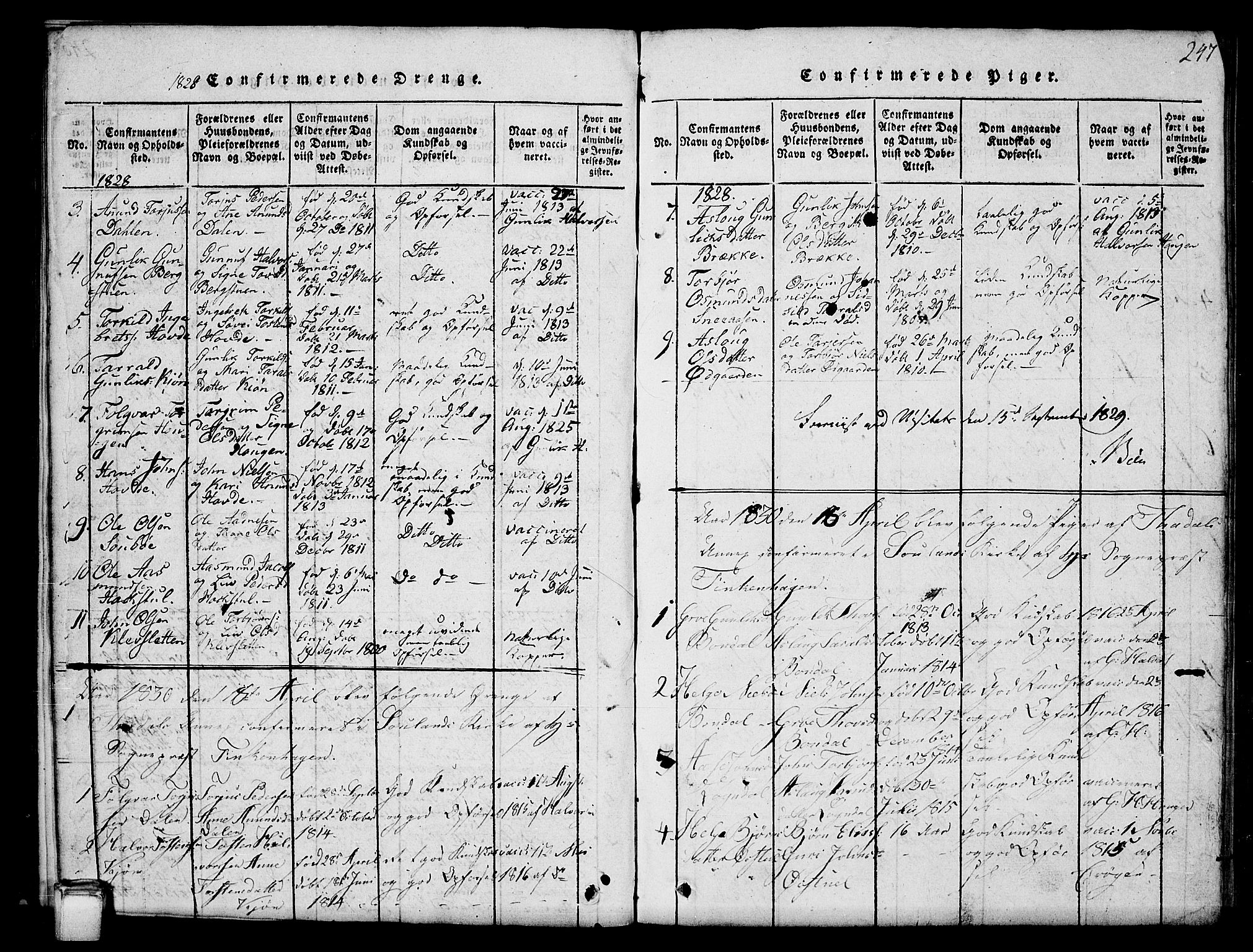 Hjartdal kirkebøker, AV/SAKO-A-270/G/Gc/L0001: Parish register (copy) no. III 1, 1815-1842, p. 247