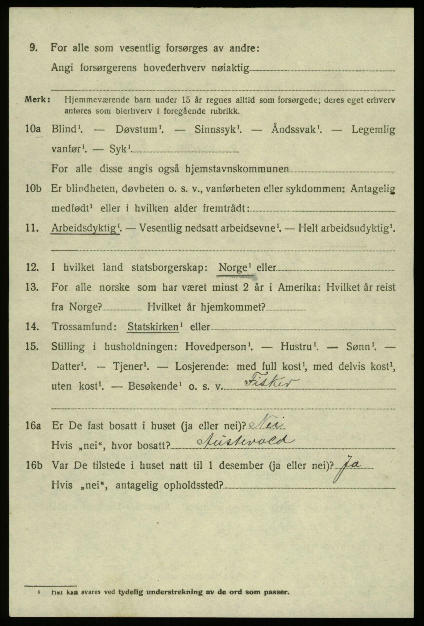 SAB, 1920 census for Hosanger, 1920, p. 1888