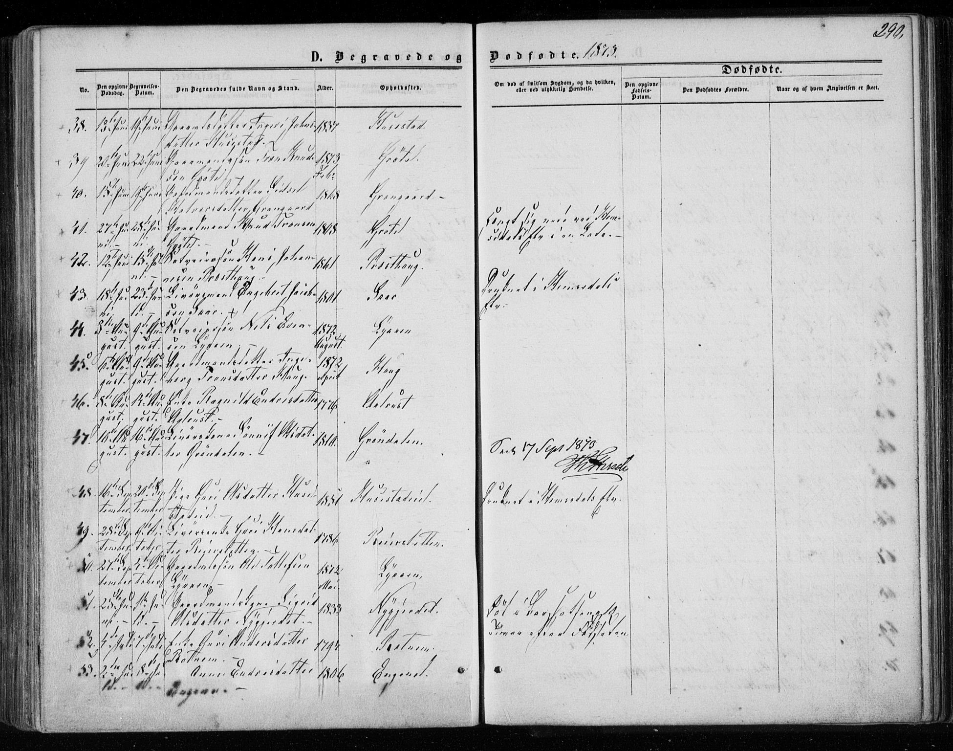 Gol kirkebøker, AV/SAKO-A-226/F/Fa/L0003: Parish register (official) no. I 3, 1863-1875, p. 290