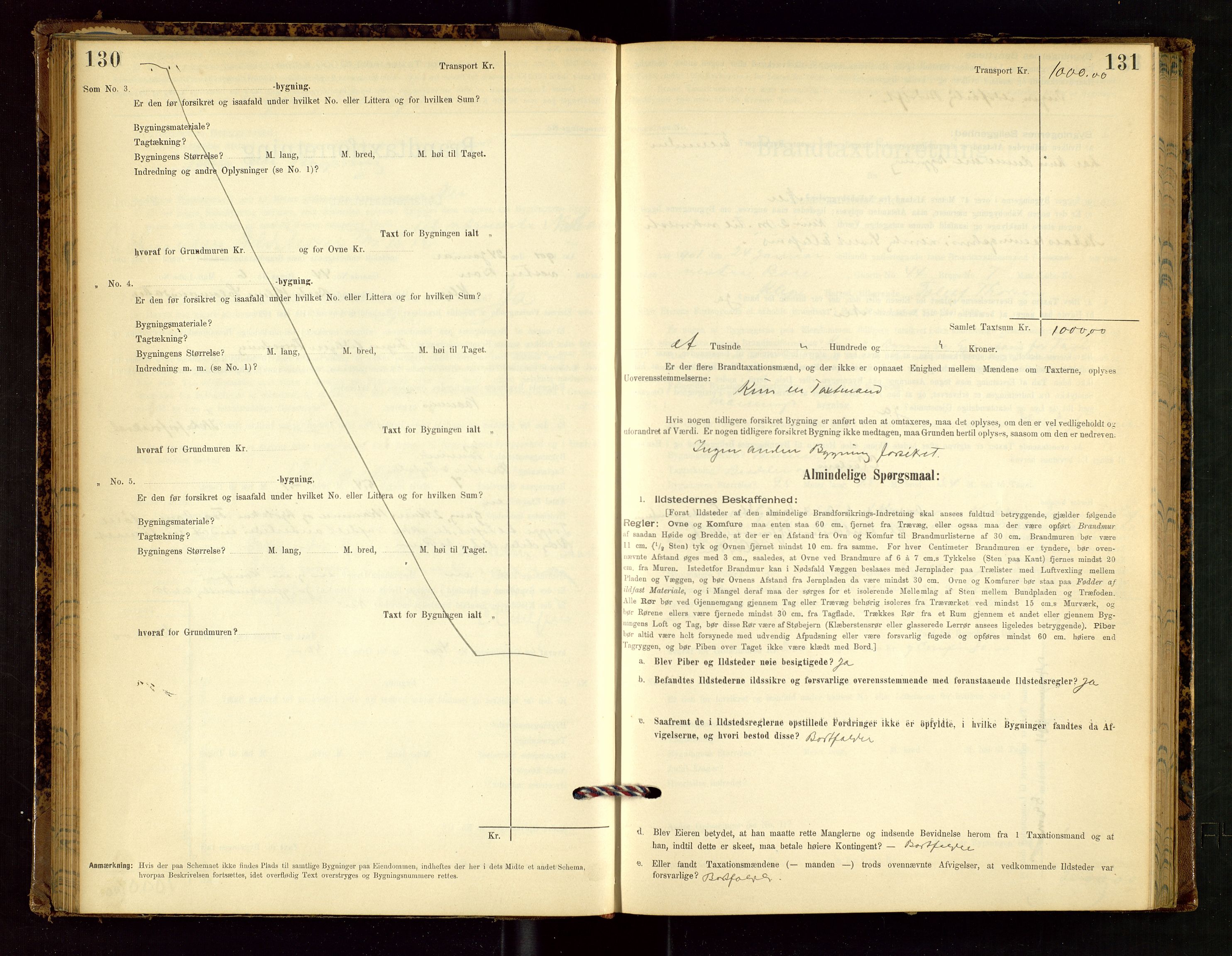 Klepp lensmannskontor, AV/SAST-A-100163/Goc/L0002: "Brandtaxationsprotokol" m/register, 1898-1902, p. 130-131