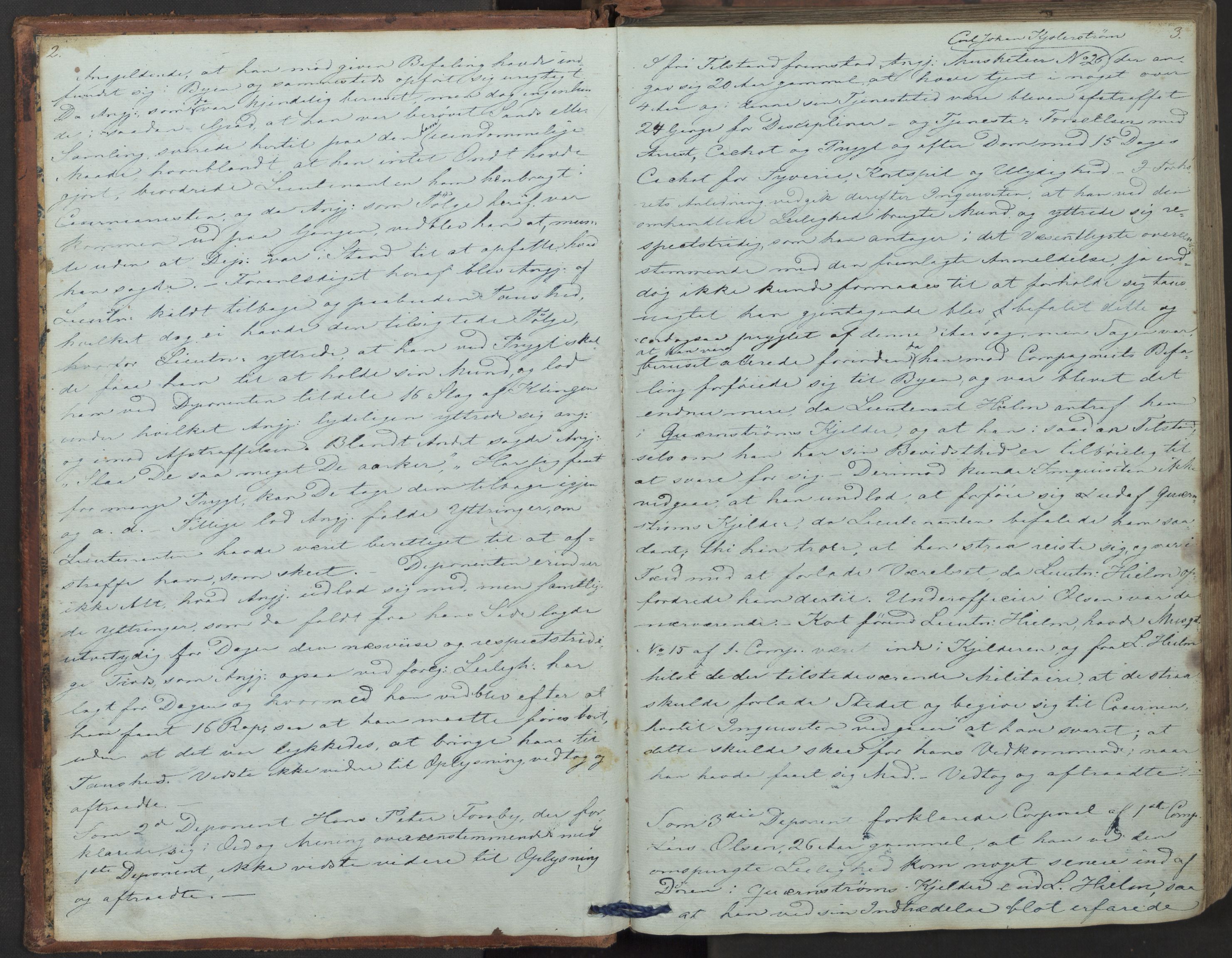 1. Akershusske infanteribrigade - Staben, AV/SAO-A-10622/3/P/Pa/L0001.c/0002: Justisprotokoller / Justisprotokoll, 1853-1863, p. 2-3