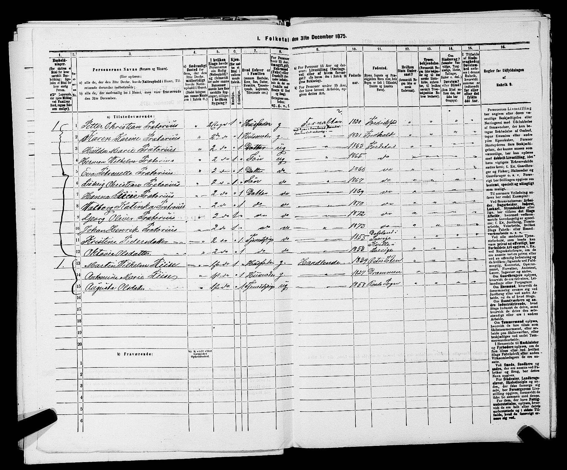 RA, 1875 census for 0103B Fredrikstad/Fredrikstad, 1875, p. 979