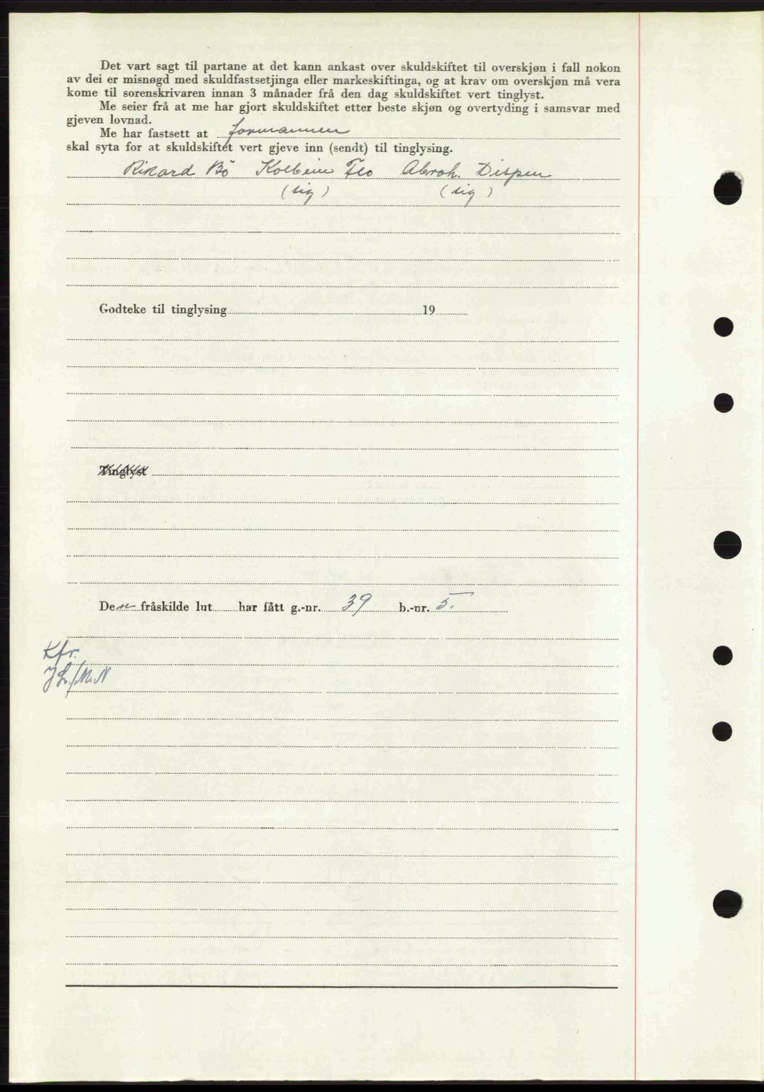 Nordfjord sorenskriveri, SAB/A-2801/02/02b/02bj/L0016a: Mortgage book no. A16 I, 1949-1950, Diary no: : 1585/1949